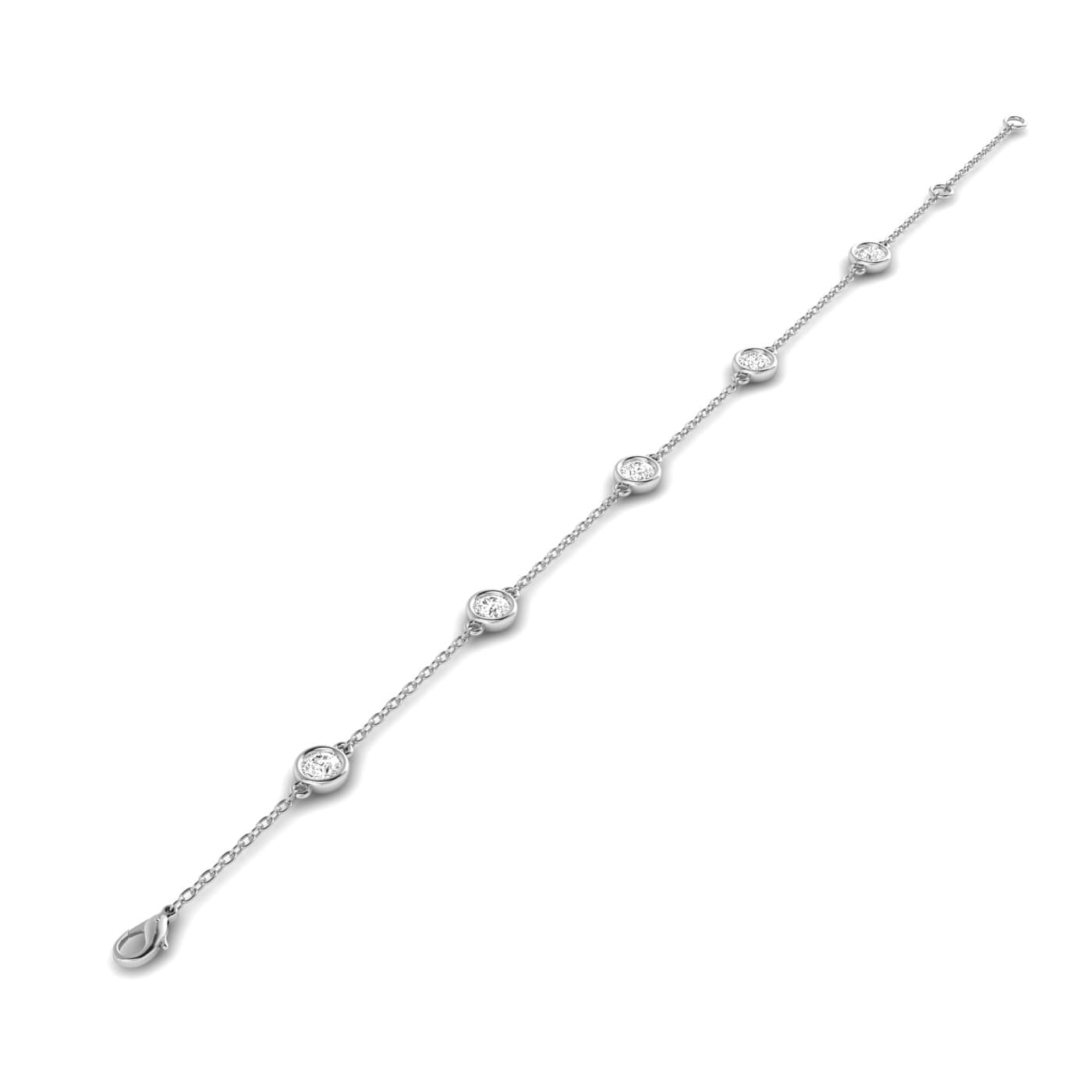 Round Lab Diamond Stationary Bracelet 1 Ctw (1 ct. tw.), Top view in white gold or platinum
