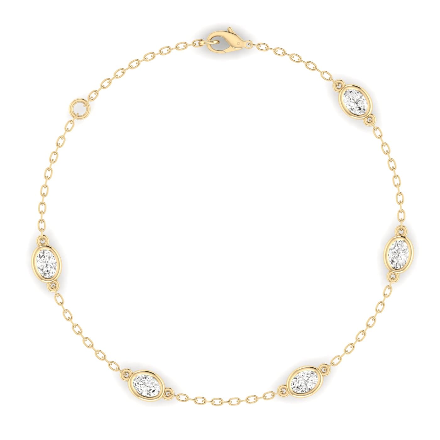 Oval Lab Diamond Stationary Bracelet 1 Ctw (1 ct. tw.), Side view in yellow gold