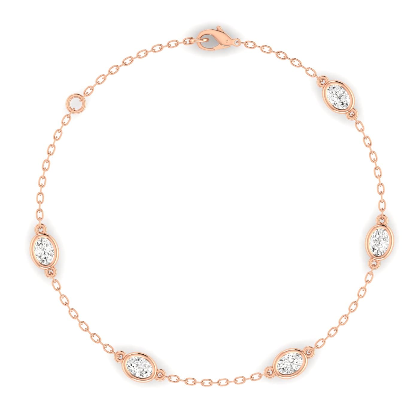 Oval Lab Diamond Stationary Bracelet 1 Ctw (1 ct. tw.), Side view in rose gold