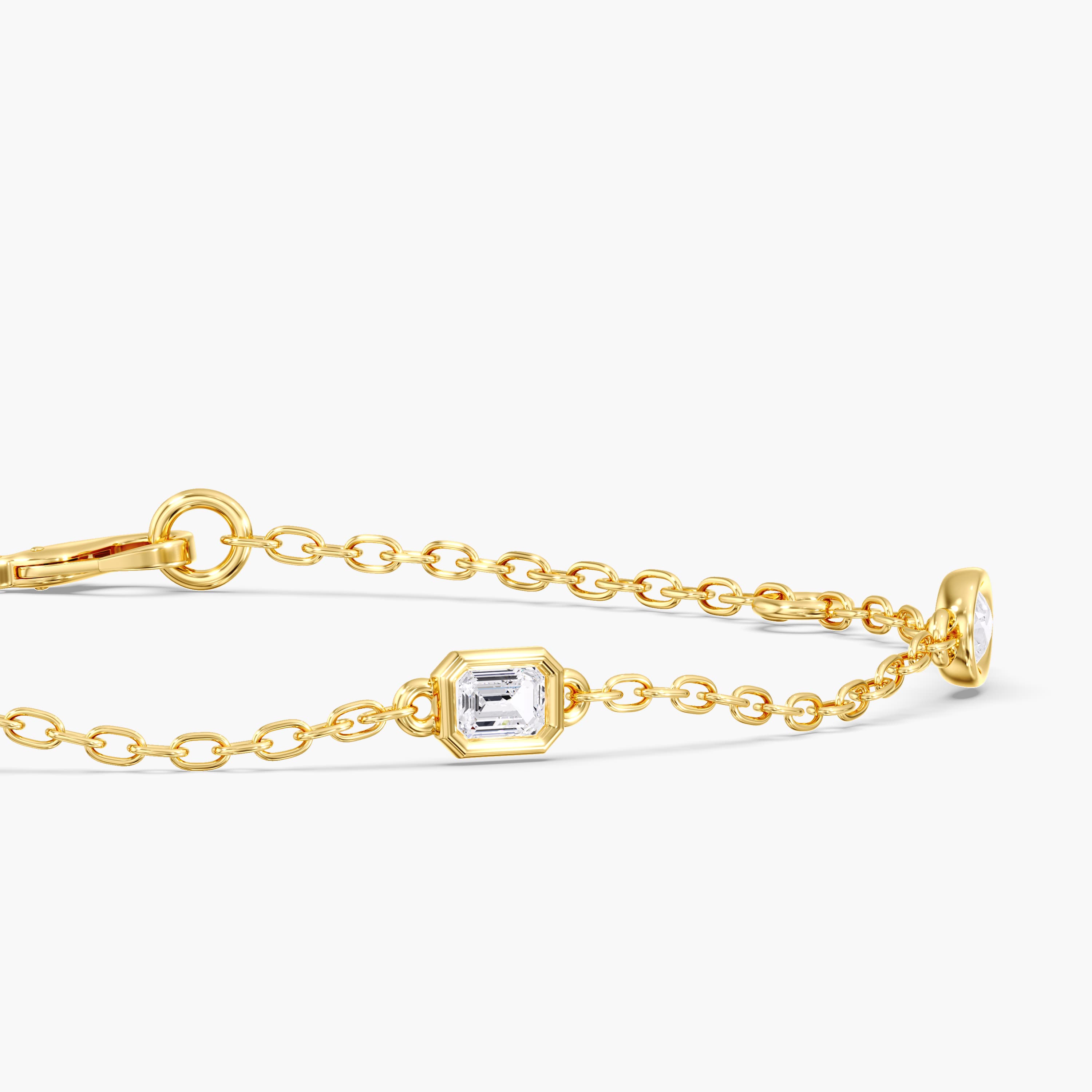 Lab Diamond Multi-Shape Stationary Bracelet 1/2 Ctw (2 ct. tw.), Side view in yellow gold