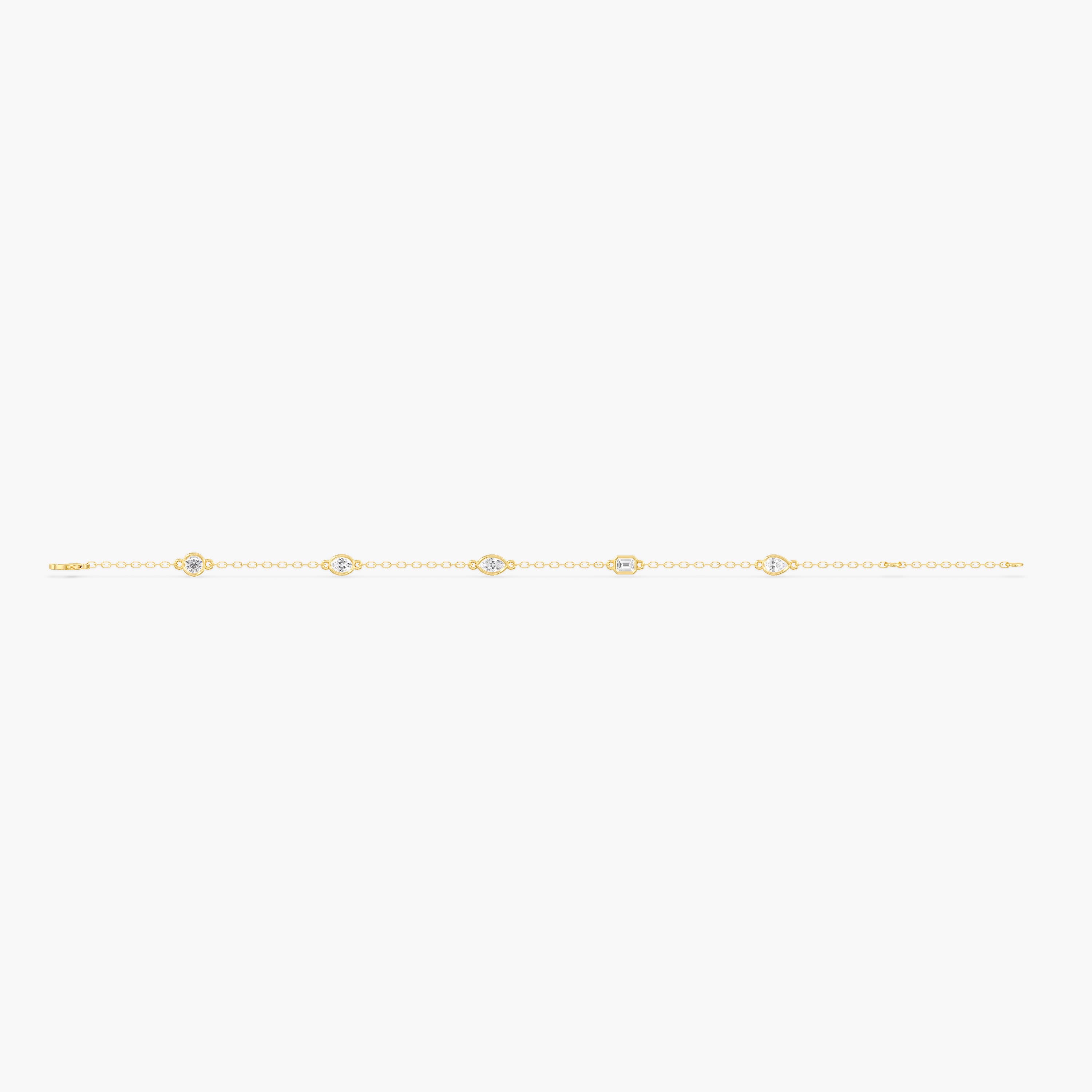 Lab Diamond Multi-Shape Stationary Bracelet 1/2 Ctw (2 ct. tw.), Top view in yellow gold