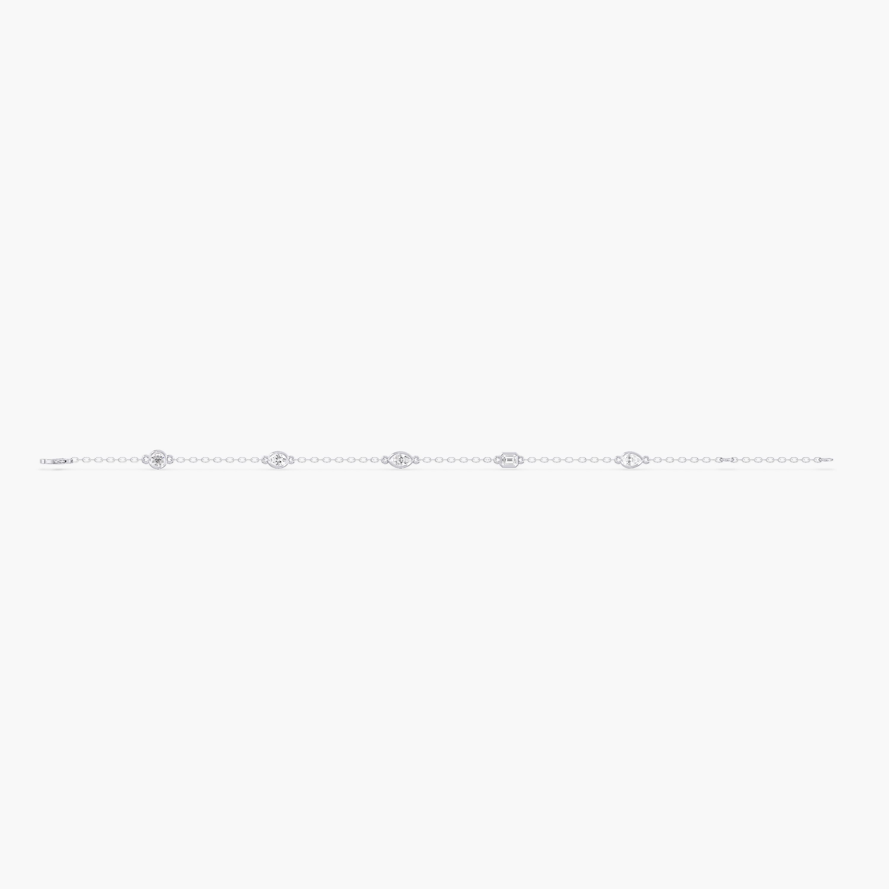 Lab Diamond Multi-Shape Stationary Bracelet 1/2 Ctw (2 ct. tw.), Top view in white gold or platinum
