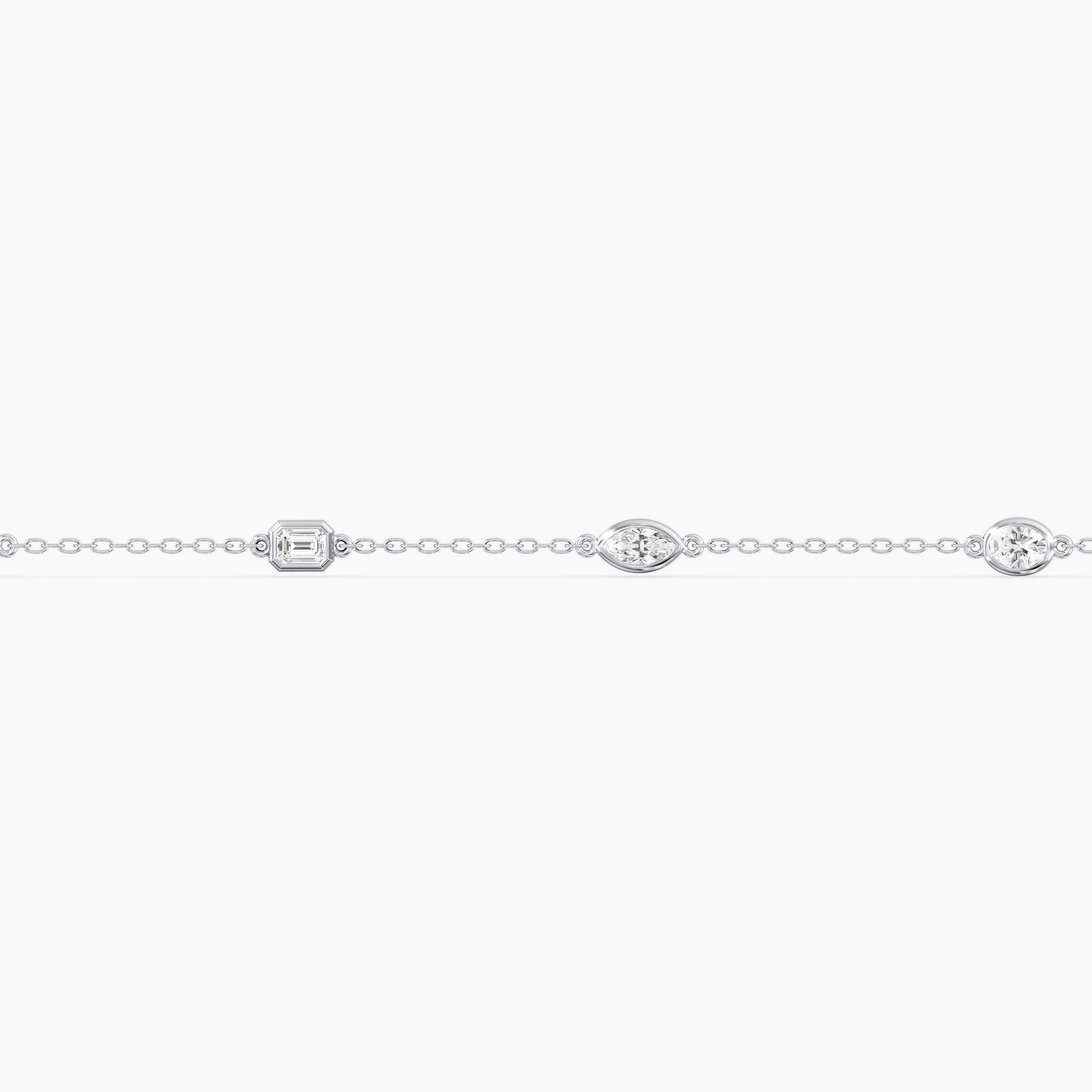 Lab Diamond Multi-Shape Stationary Bracelet 1 Ctw (1 ct. tw.), On hand view in white gold or platinum