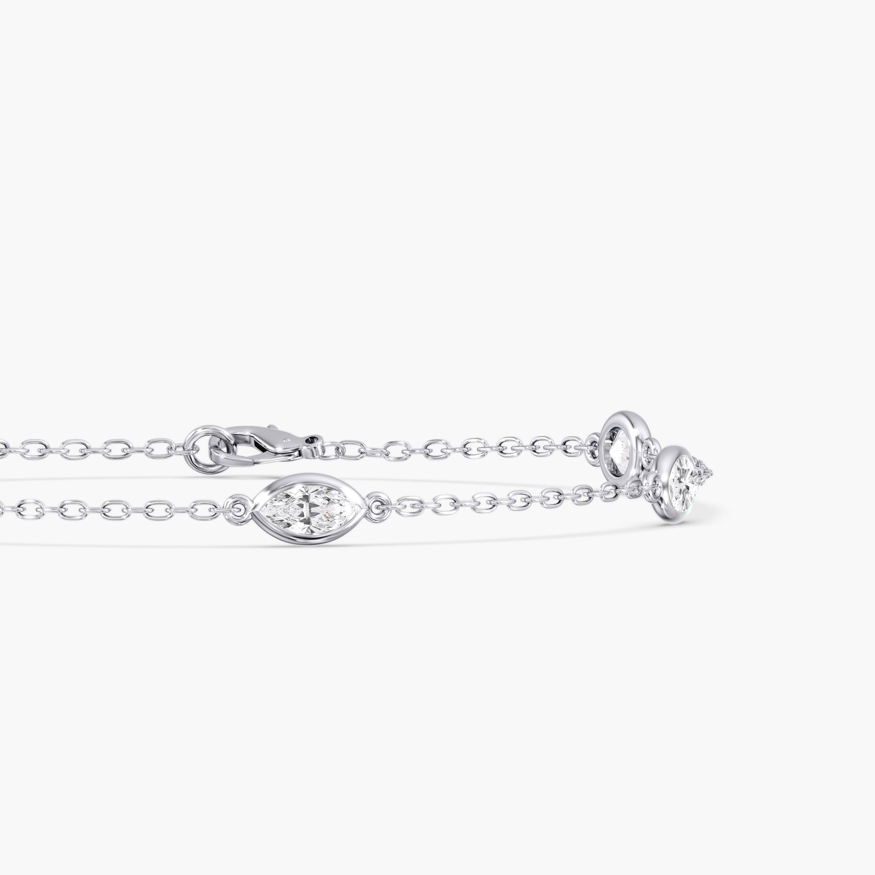 Lab Diamond Multi-Shape Stationary Bracelet 1 Ctw (1 ct. tw.), Side view in white gold or platinum
