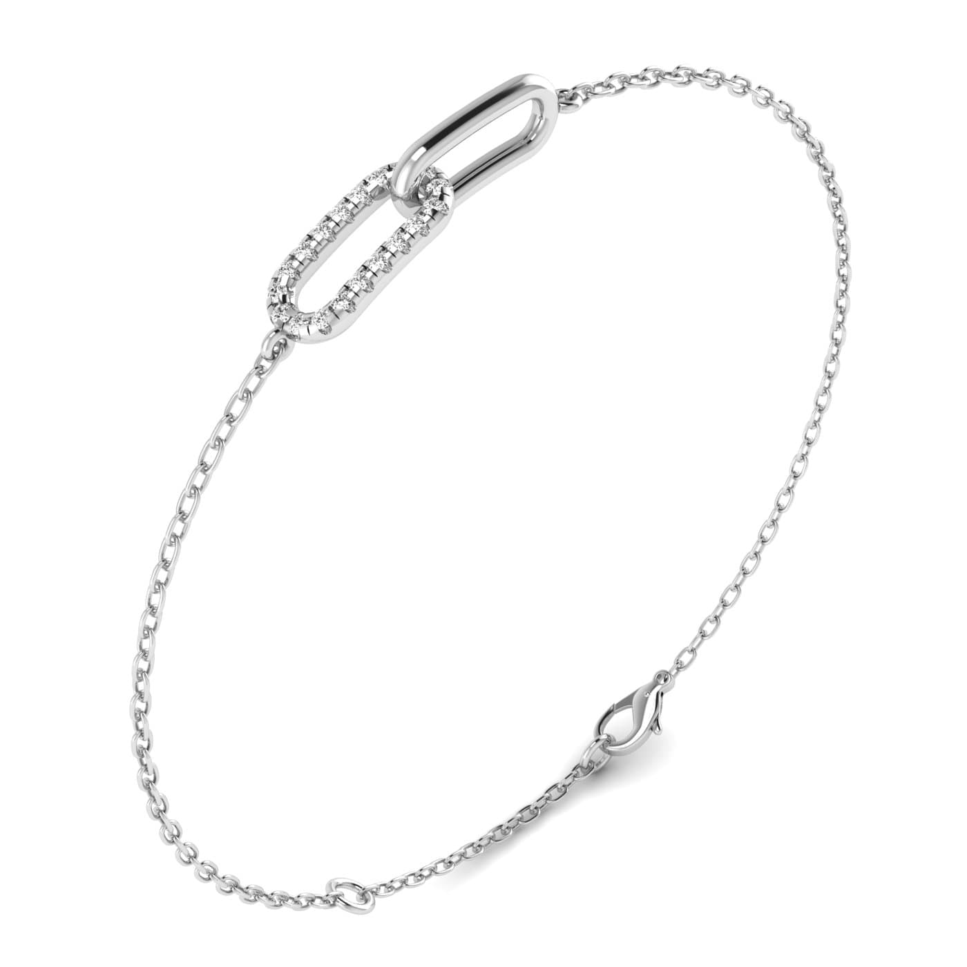 Lab Diamond Paperclip Bracelet 1/10 Ctw (0.1 ct. tw.), Angle view in white gold or platinum