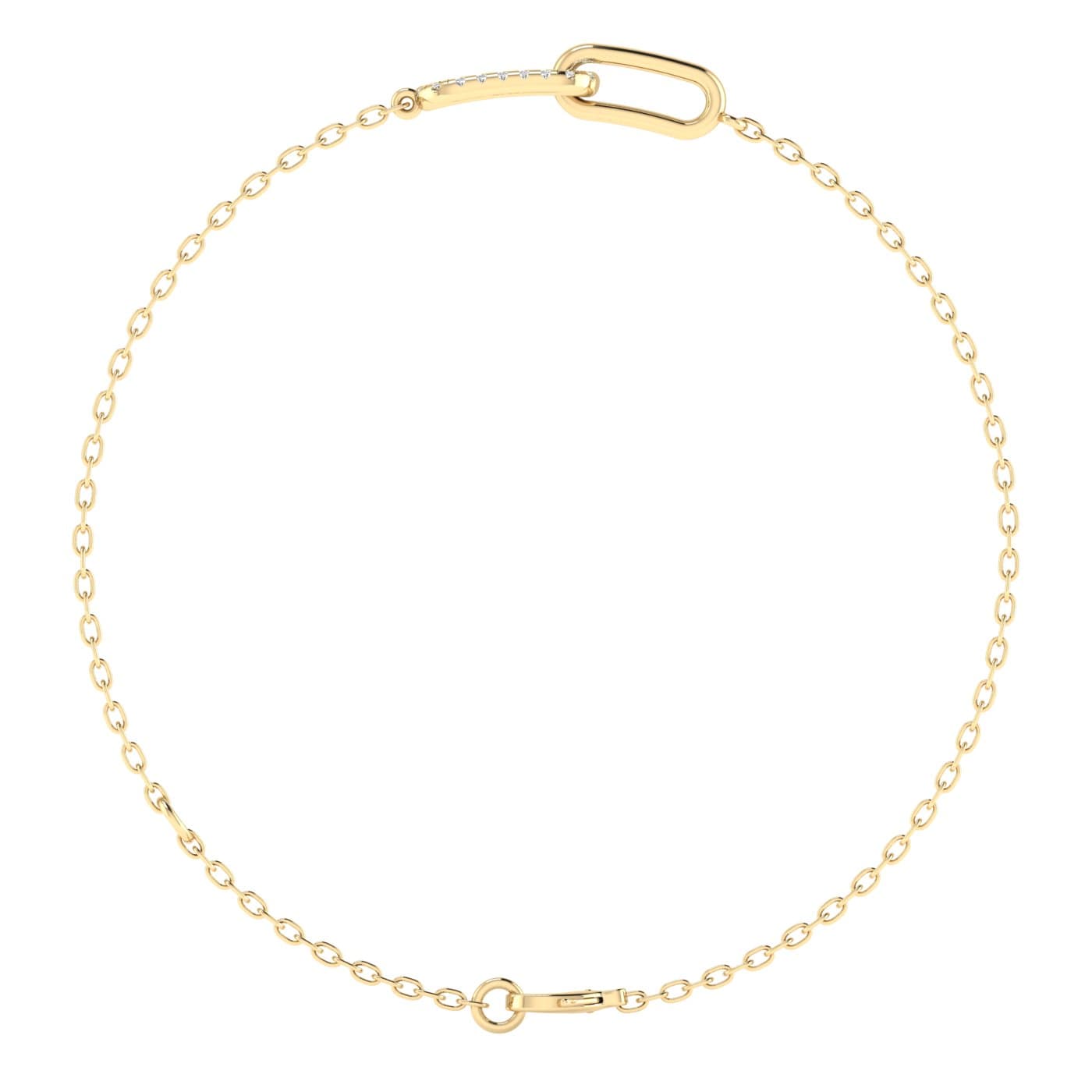 Lab Diamond Paperclip Bracelet 1/10 Ctw (0.1 ct. tw.), Side view in yellow gold