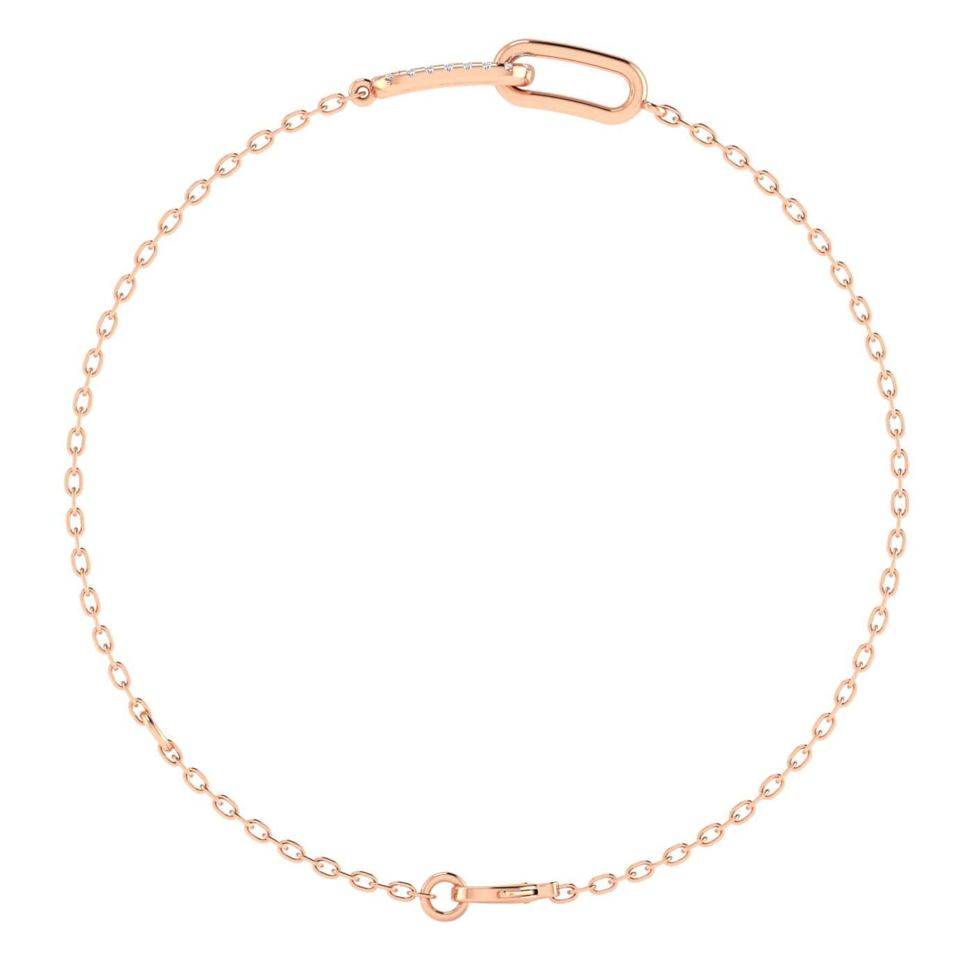 Lab Diamond Paperclip Bracelet 1/10 Ctw (0.1 ct. tw.), Side view in rose gold