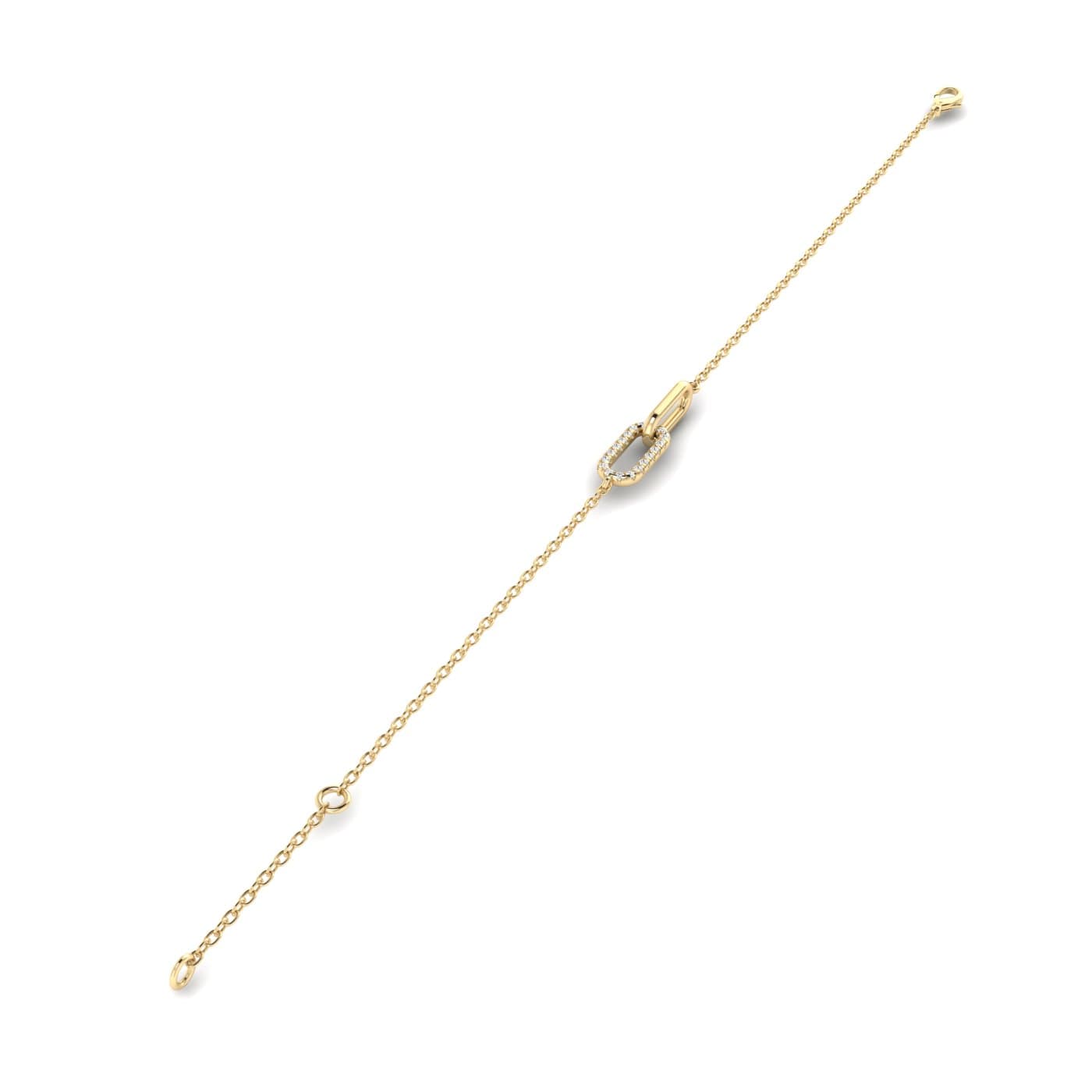 Lab Diamond Paperclip Bracelet 1/10 Ctw (0.1 ct. tw.), Top view in yellow gold
