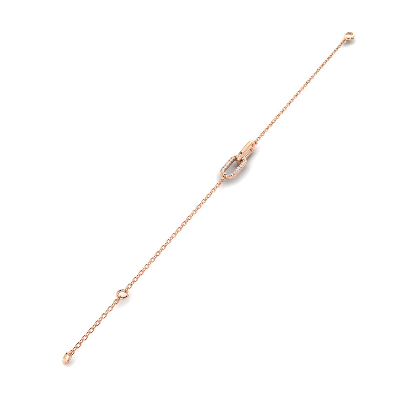 Lab Diamond Paperclip Bracelet 1/10 Ctw (0.1 ct. tw.), Top view in rose gold