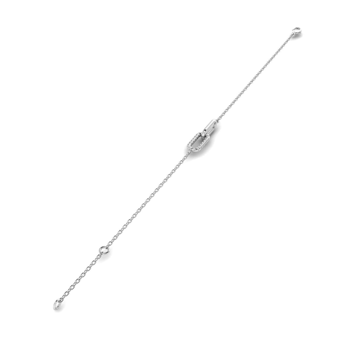 Lab Diamond Paperclip Bracelet 1/10 Ctw (0.1 ct. tw.), Top view in white gold or platinum