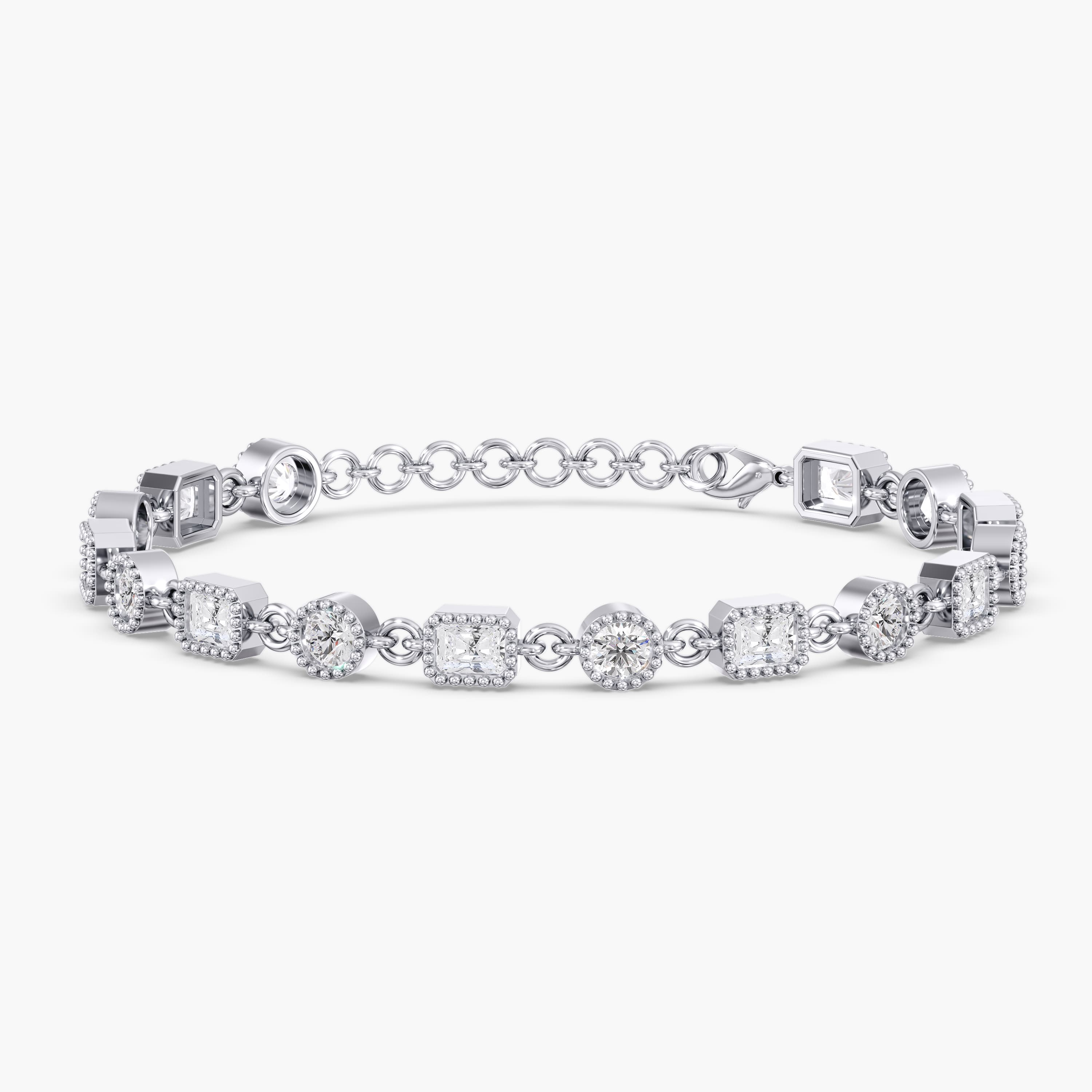 Lab Diamond Round & Radiant Stationary Bracelet 4 1/4 Ctw. — View 1