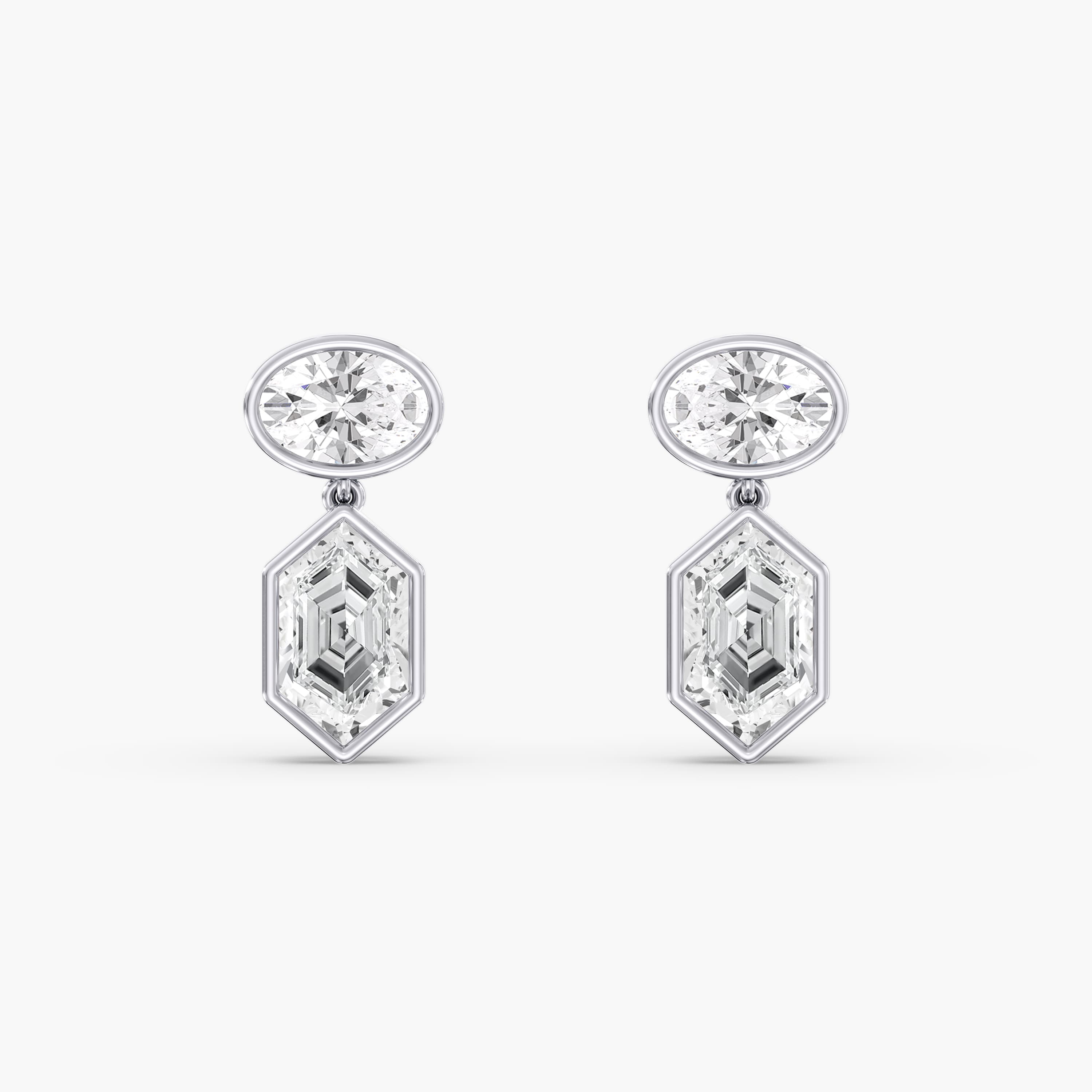 Lab Diamond Oval And Dutch Marquise Bezel Earrings 6 Ctw. — View 1