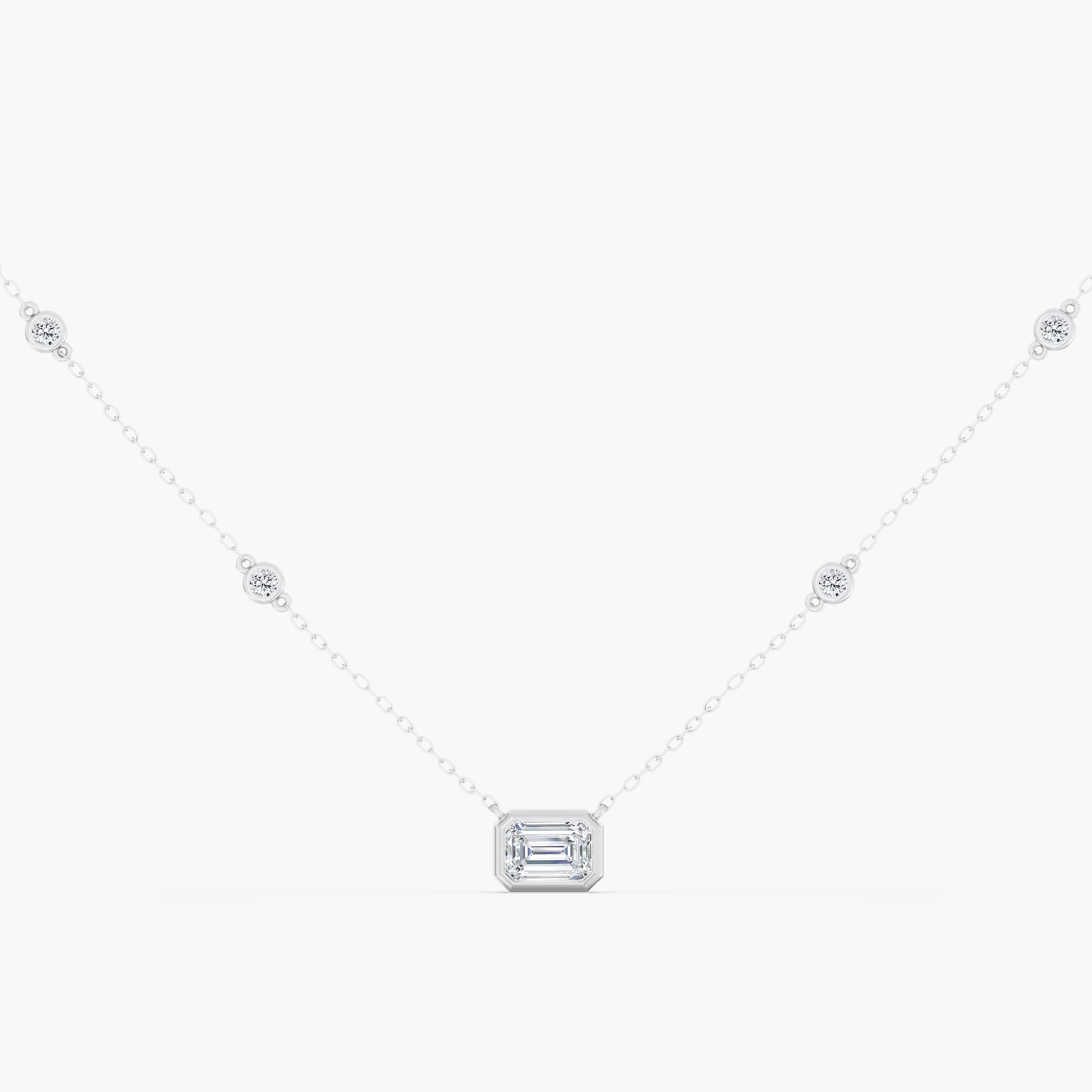 Lab Diamond Bezel Set Radiant Stationary Necklace 2 1/2 Ctw (2 1/2 ct. tw.), Angle view in white gold or platinum