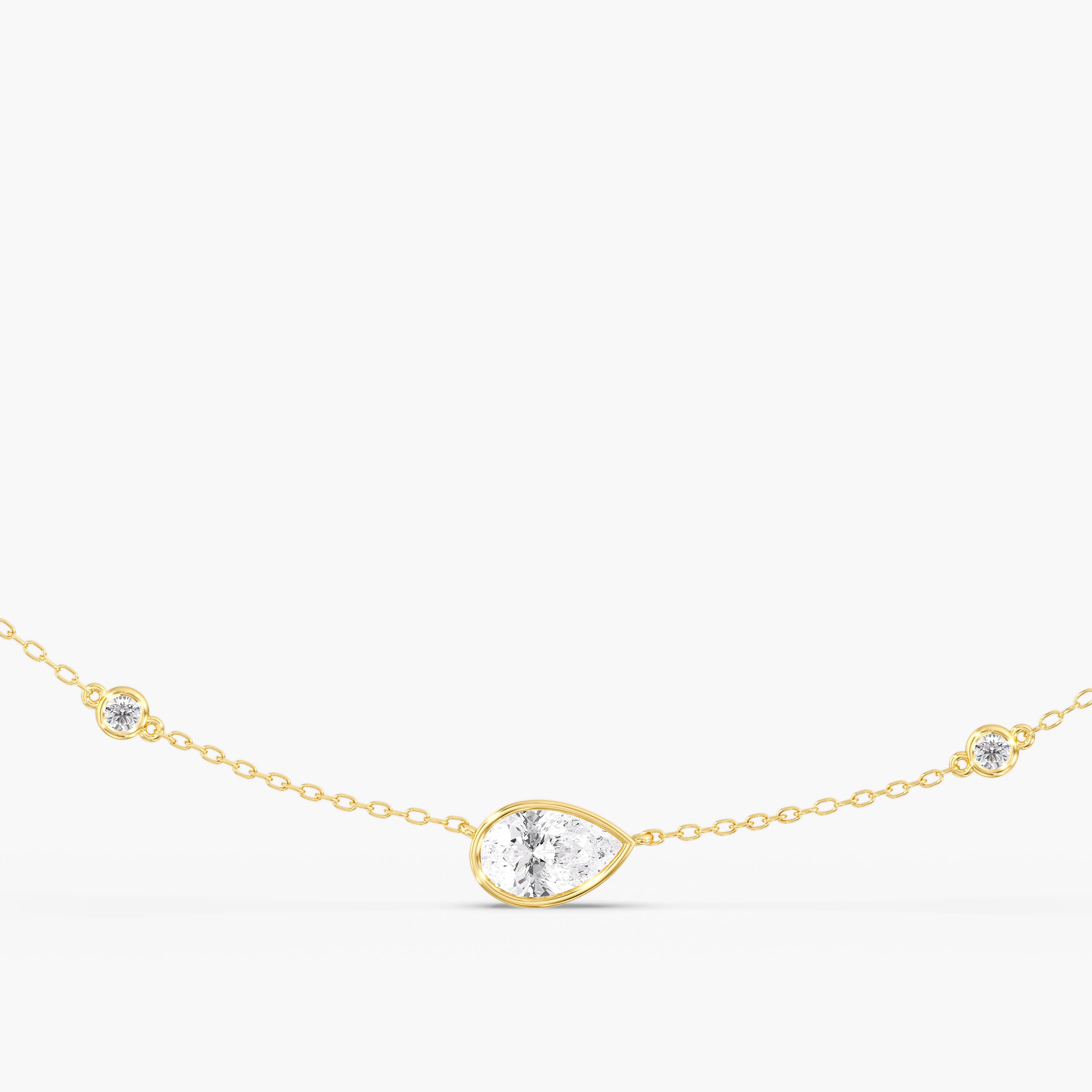 Lab Diamond Bezel Set Radiant Stationary Necklace 2 Ctw (2 1/2 ct. tw.), Angle view in yellow gold