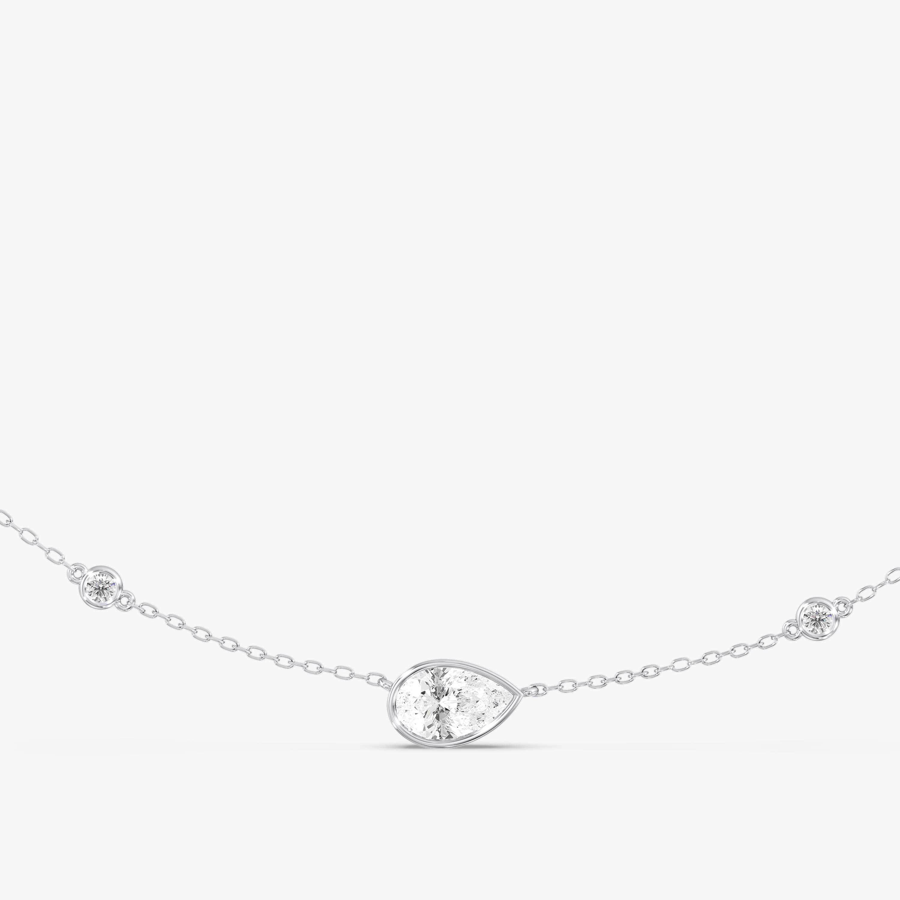 Lab Diamond Bezel Set Radiant Stationary Necklace 2 Ctw (2 1/2 ct. tw.), Angle view in white gold or platinum