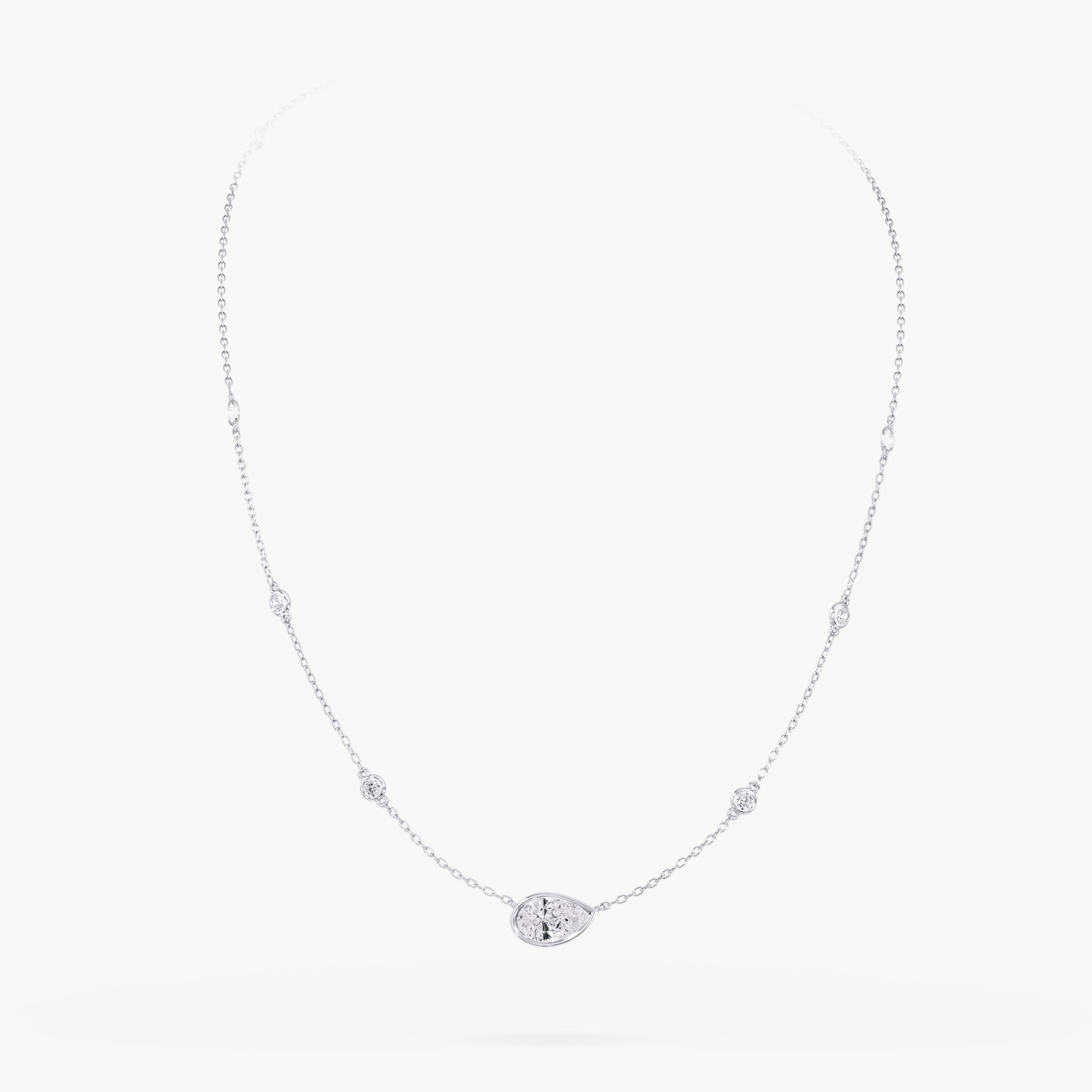 Lab Diamond Bezel Set Radiant Stationary Necklace 2 Ctw. — View 1