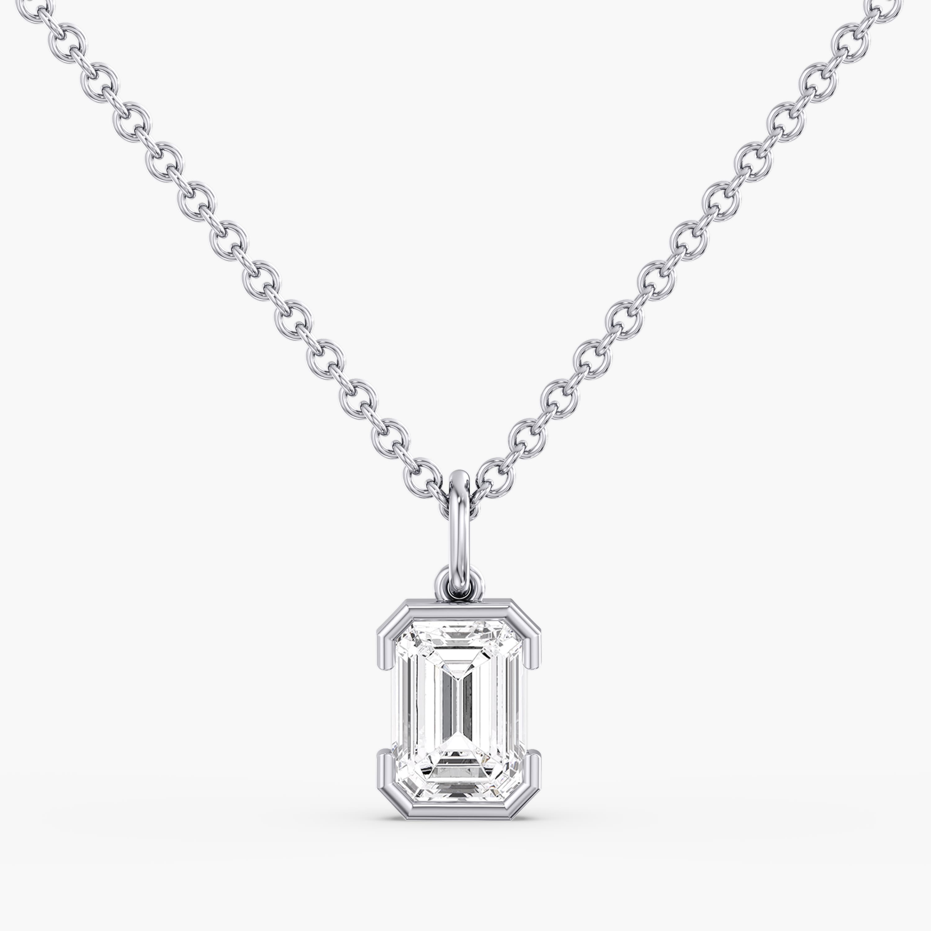 Lab Diamond Emerald Cut Half Bezel Pendant 2 Ctw. — View 1