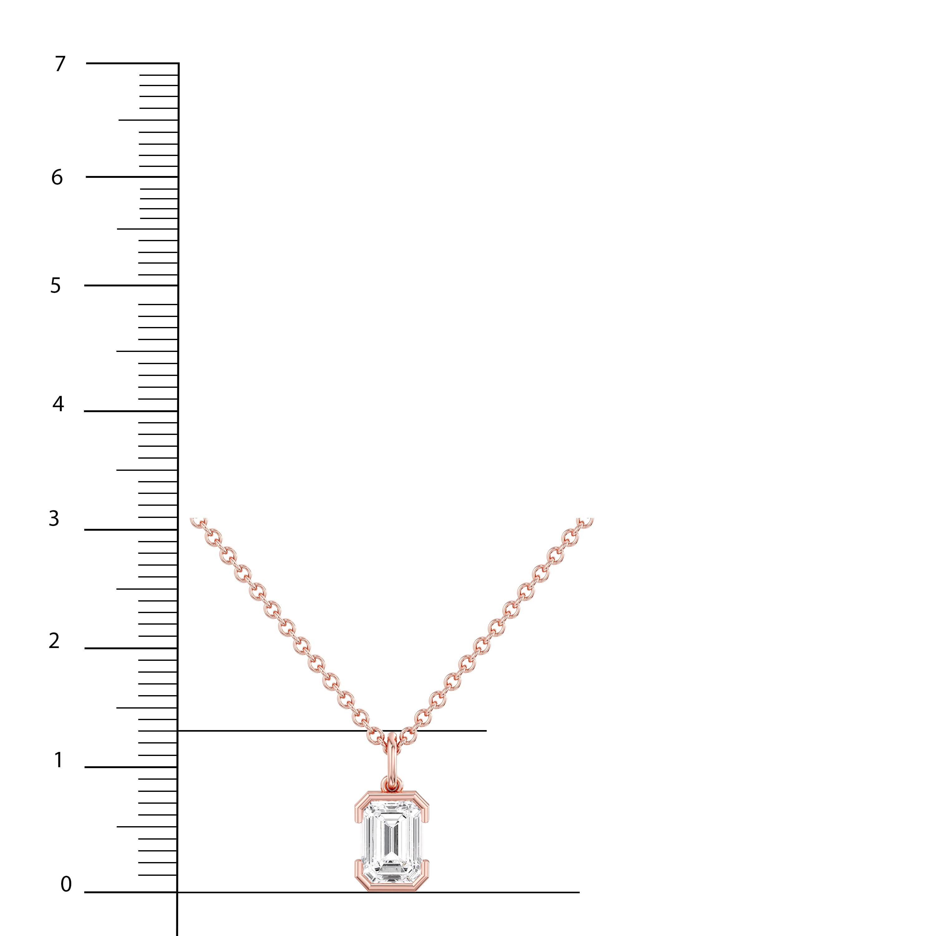 Lab Diamond Emerald Cut Half Bezel Pendant 2 Ctw (2 ct. tw.), On hand view in rose gold