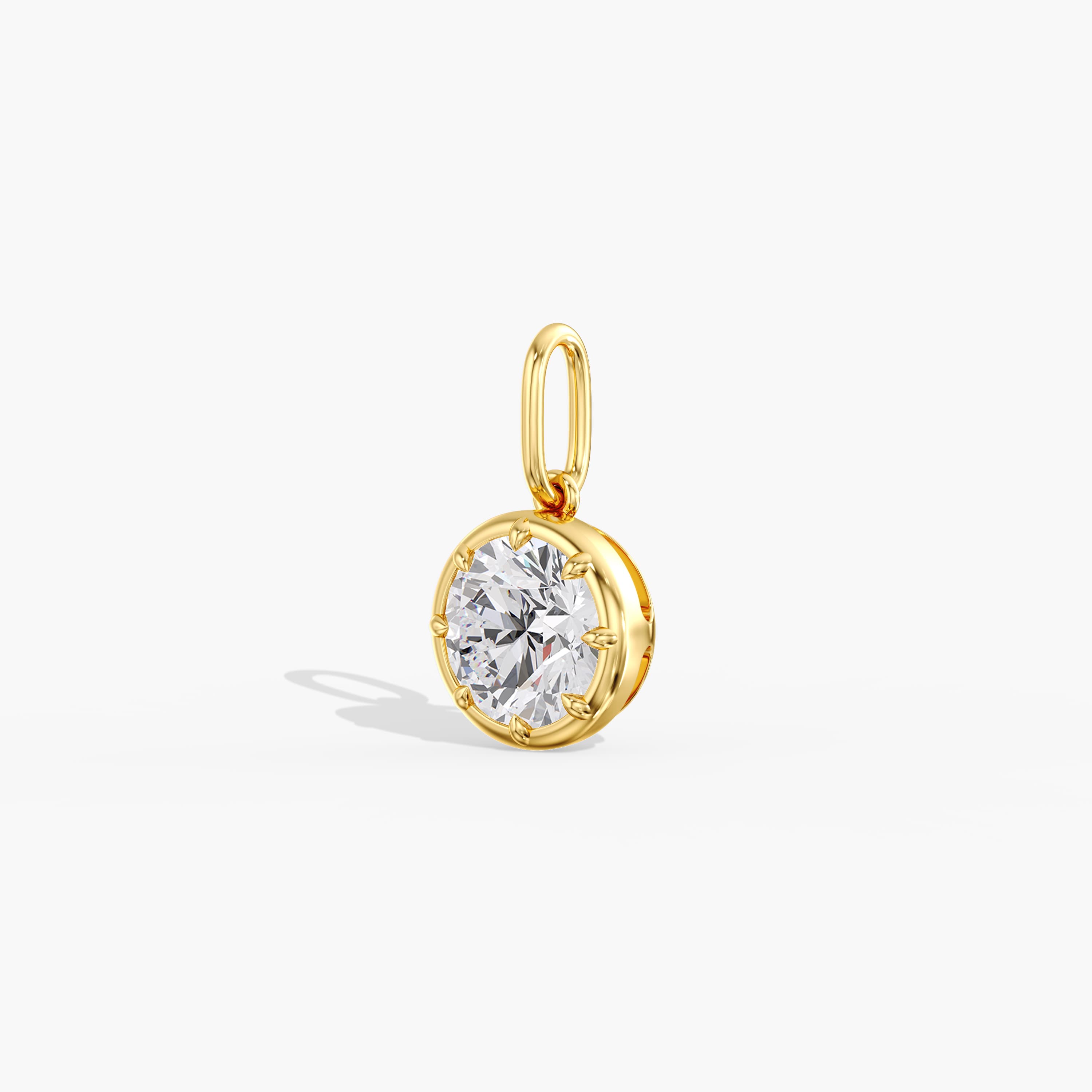 Lab Diamond Round 8-Prong Pendant 2 Ct (2 ct. tw.), Angle view in yellow gold
