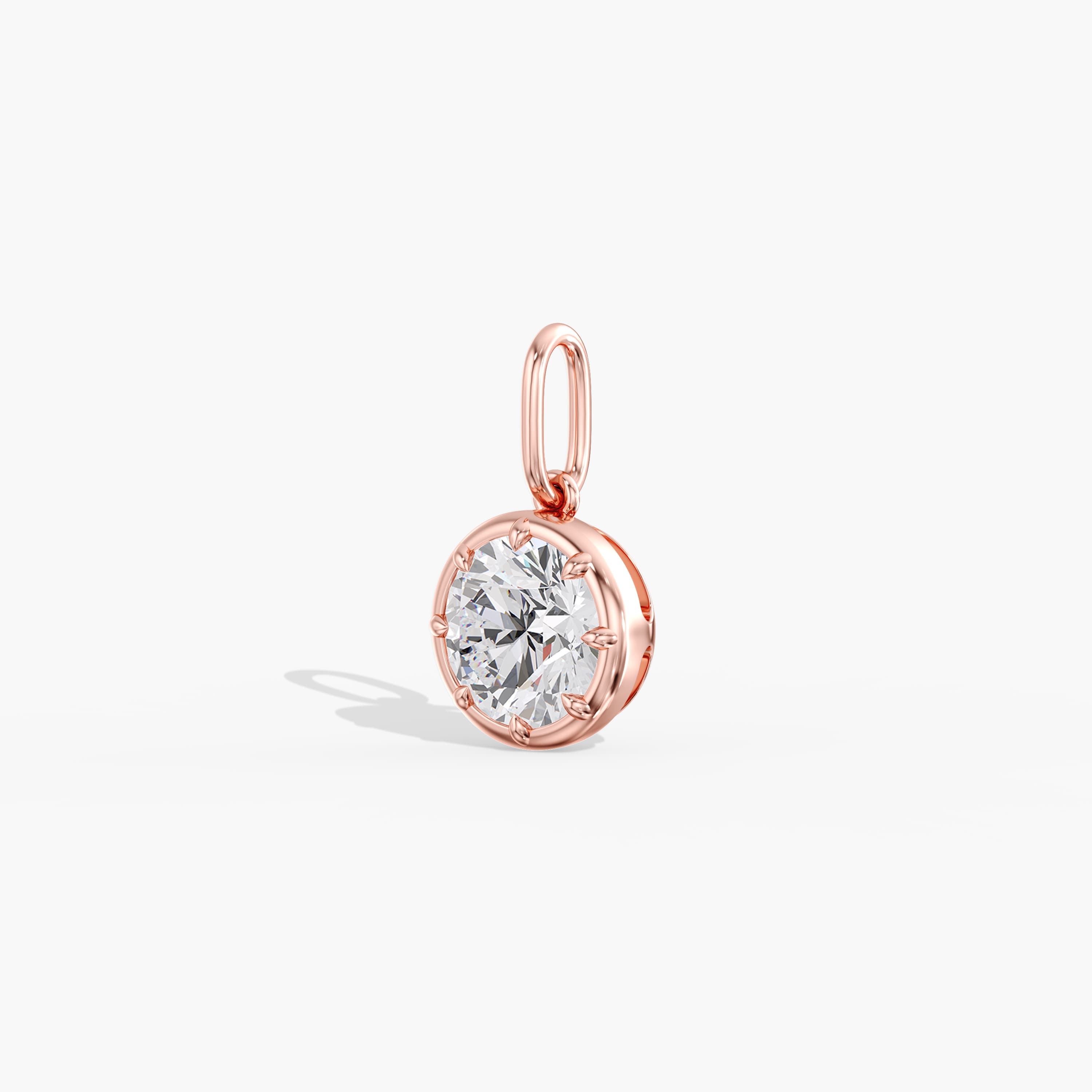 Lab Diamond Round 8-Prong Pendant 2 Ct (2 ct. tw.), Angle view in rose gold