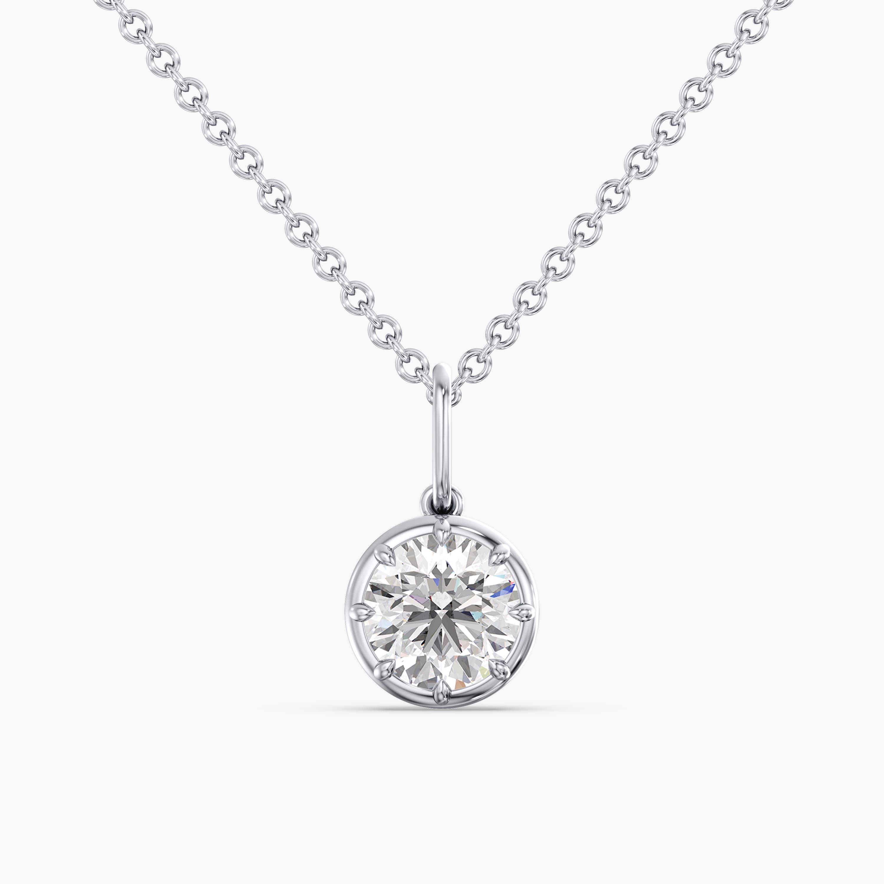 Lab Diamond Round 8-Prong Pendant 2 Ct. — View 1