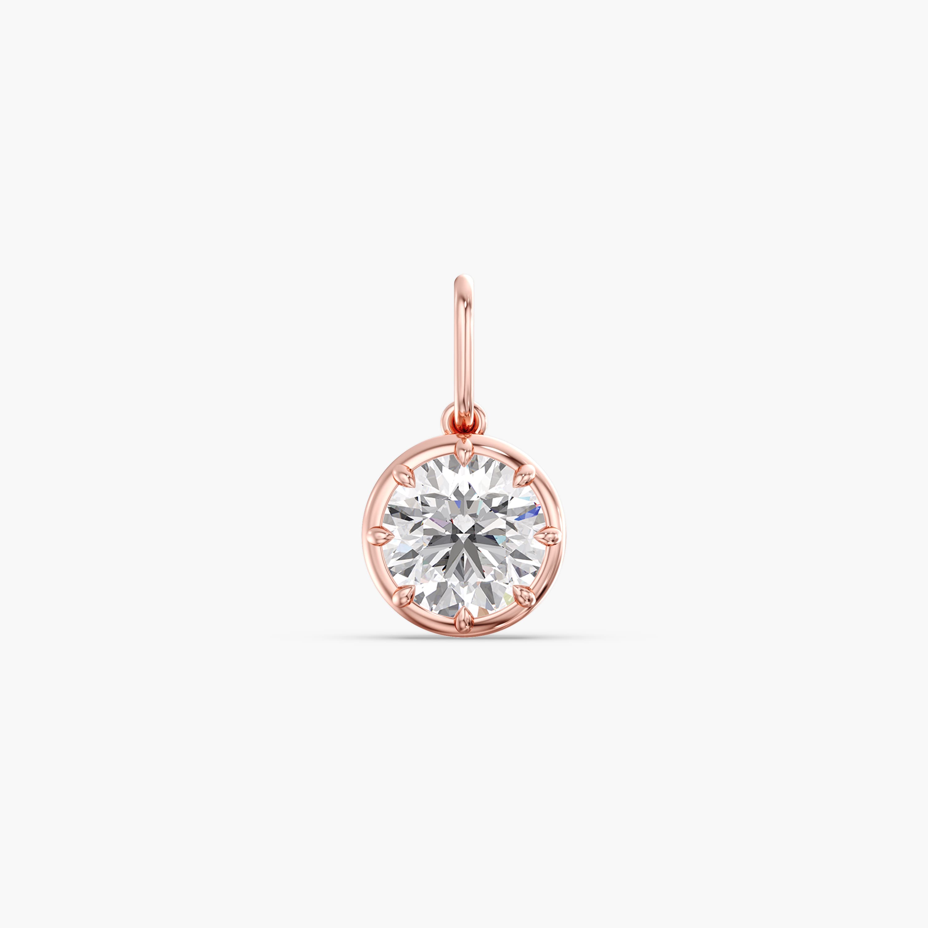 Lab Diamond Round 8-Prong Pendant 2 Ct (2 ct. tw.), On hand view in rose gold