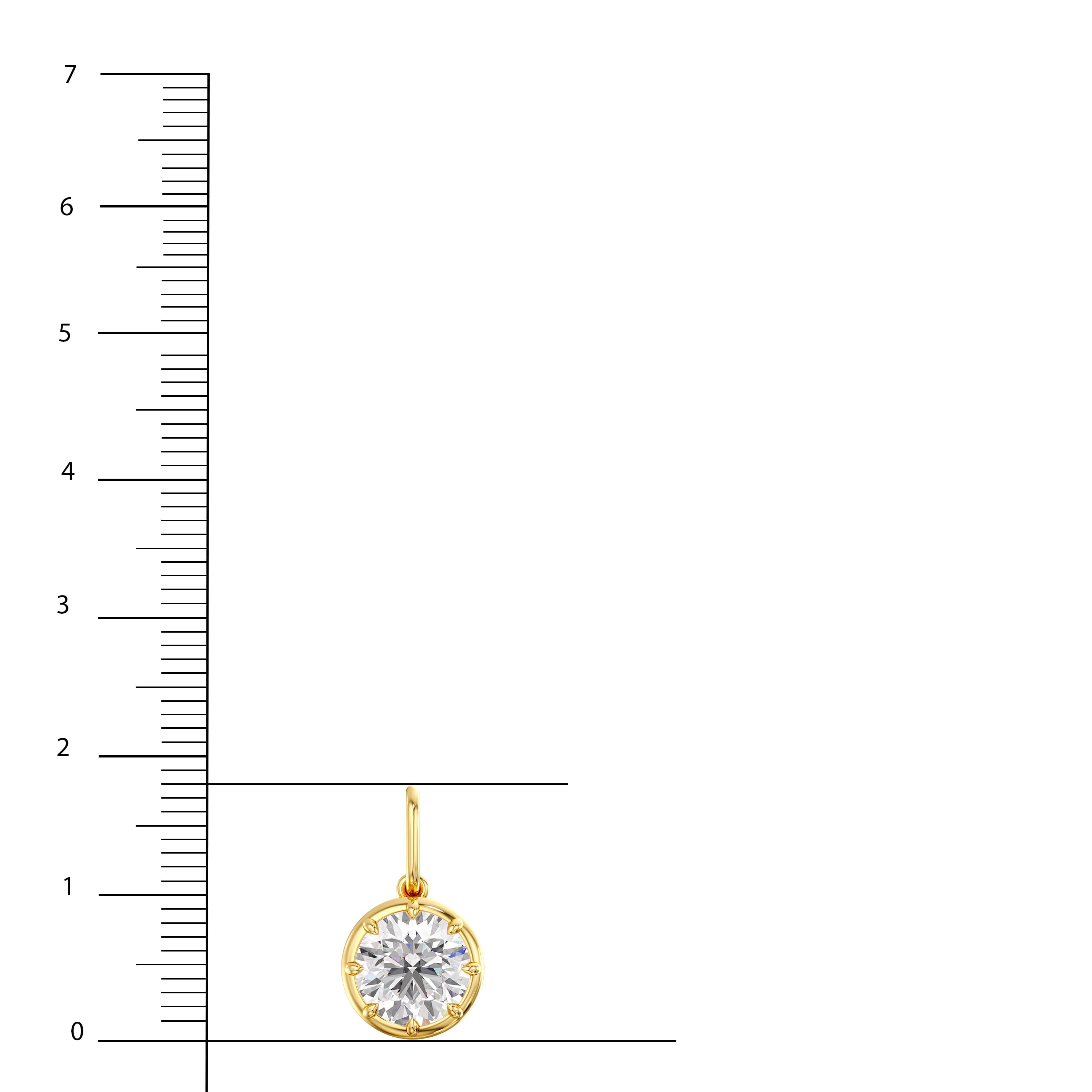 Lab Diamond Round 8-Prong Pendant 2 Ct (2 ct. tw.), Top view in yellow gold