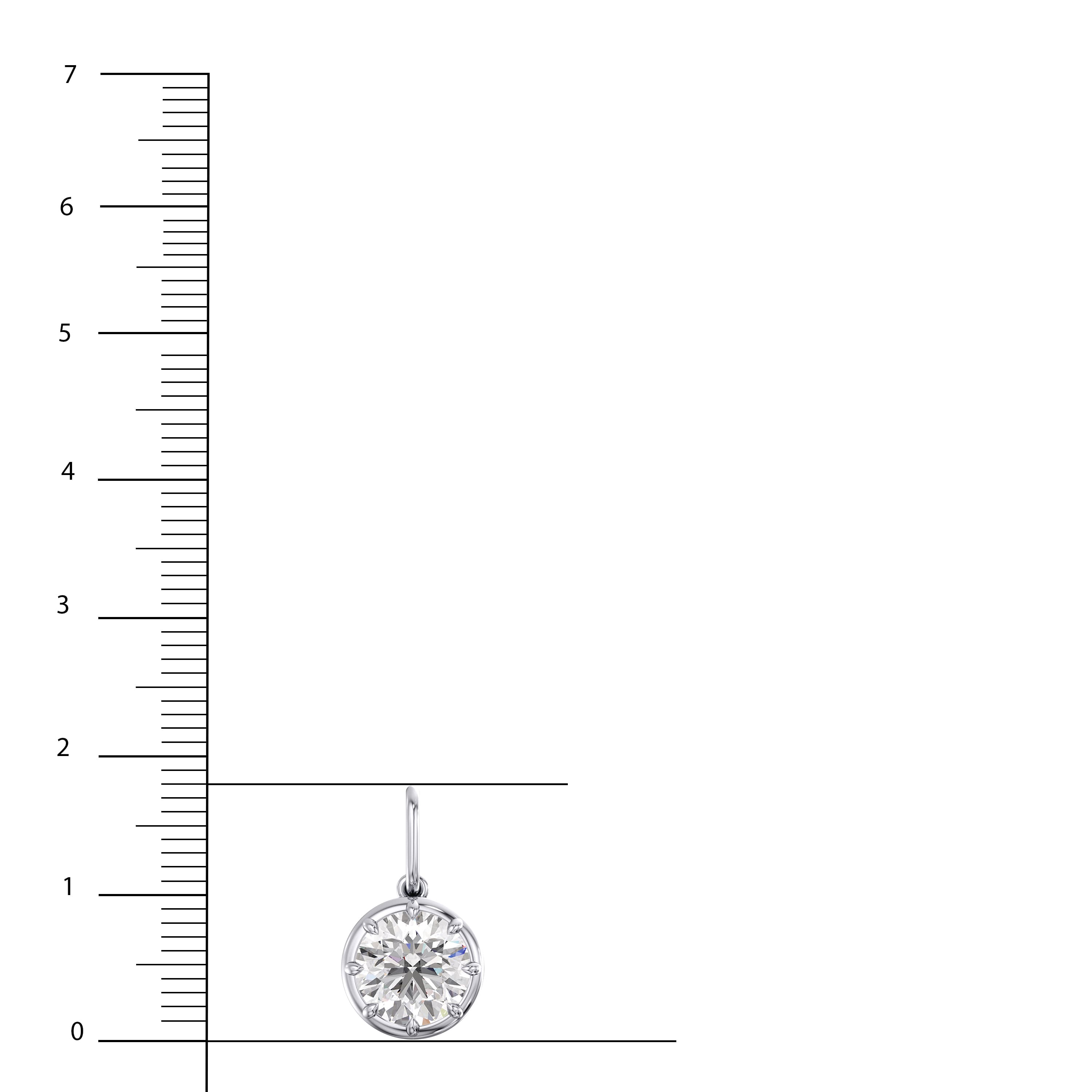 Lab Diamond Round 8-Prong Pendant 2 Ct (2 ct. tw.), Top view in white gold or platinum