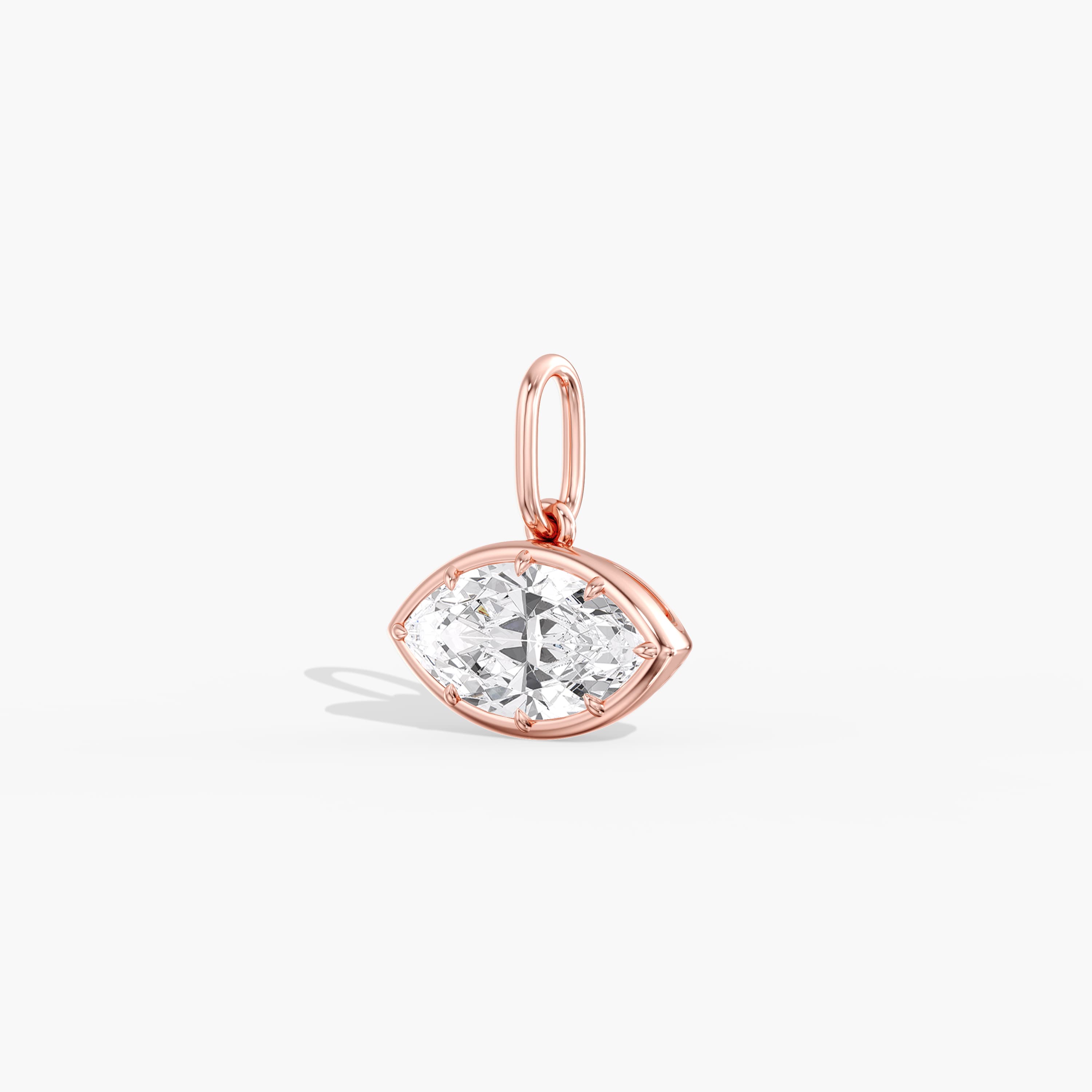 Lab Diamond East-West Marquise Pendant 2 Ct (2 ct. tw.), Angle view in rose gold