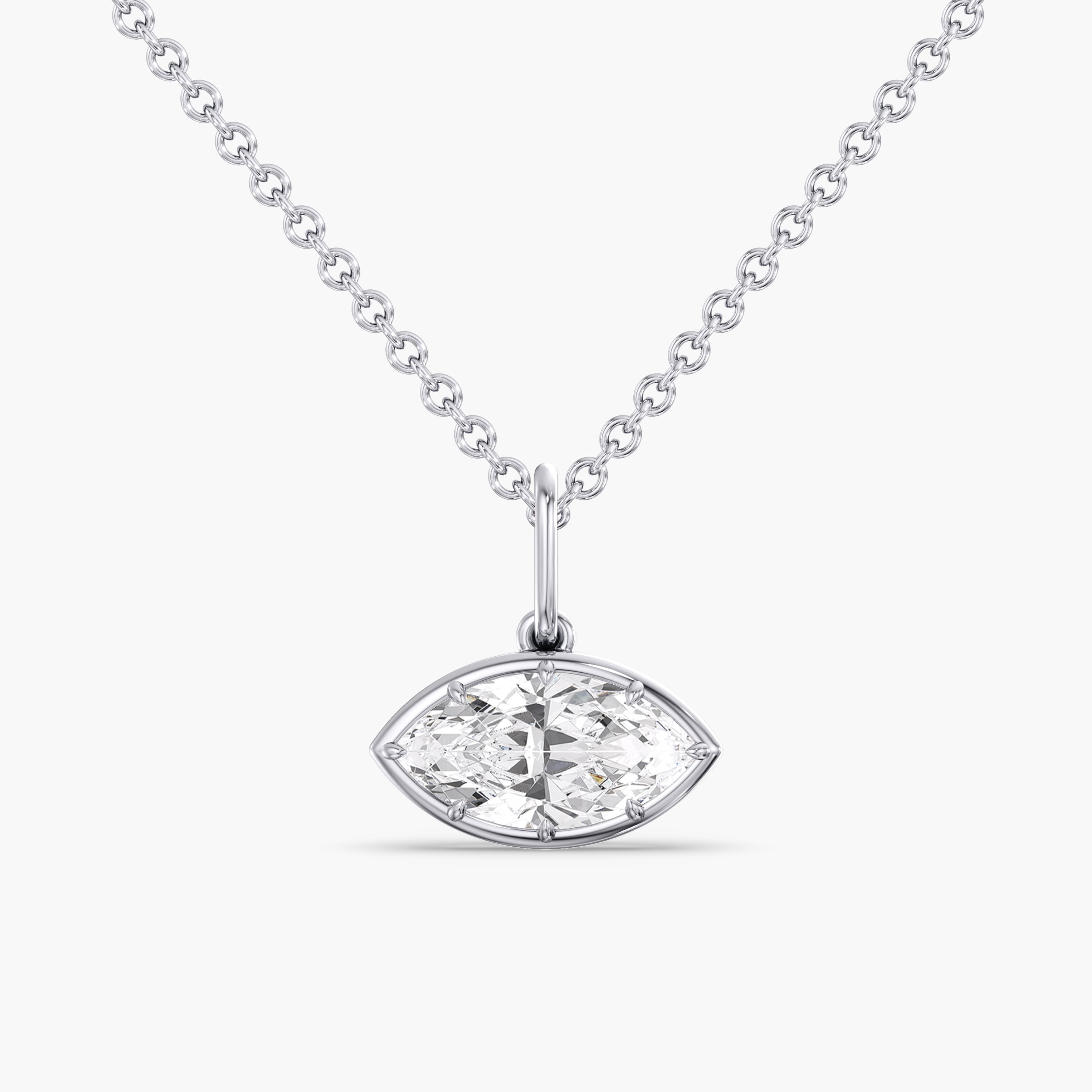 Lab Diamond East-West Marquise Pendant 2 Ct. — View 1