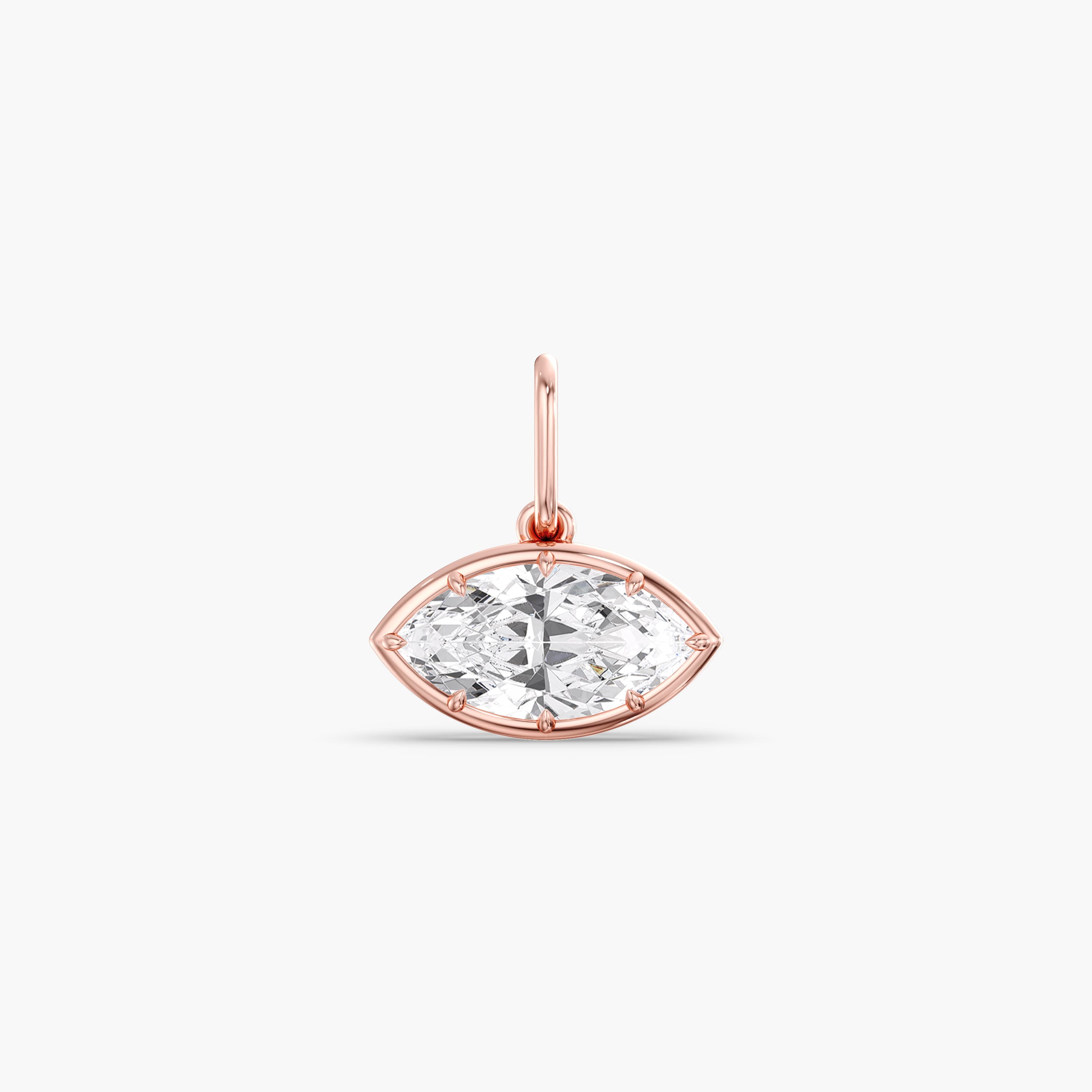 Lab Diamond East-West Marquise Pendant 2 Ct (2 ct. tw.), On hand view in rose gold