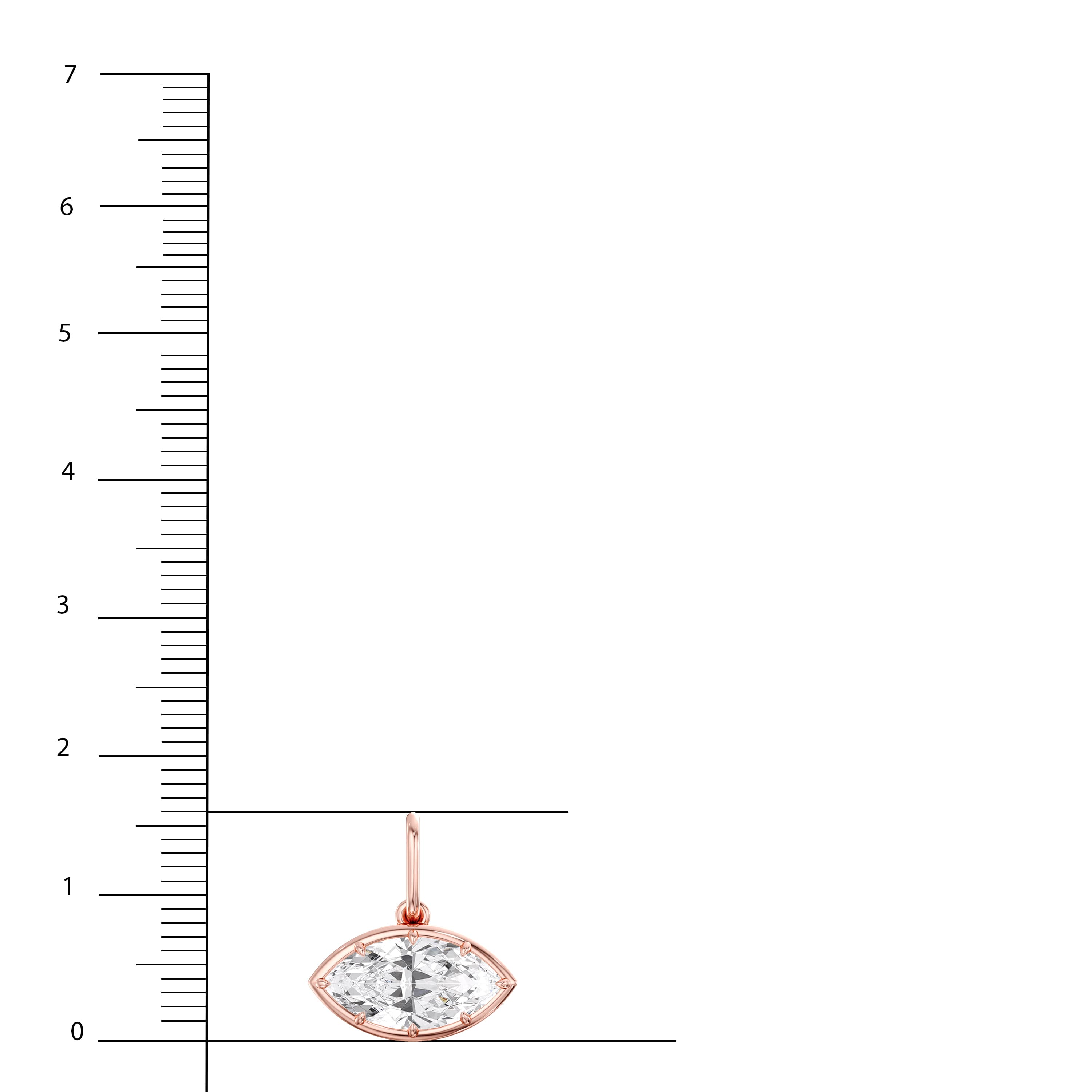 Lab Diamond East-West Marquise Pendant 2 Ct (2 ct. tw.), Top view in rose gold