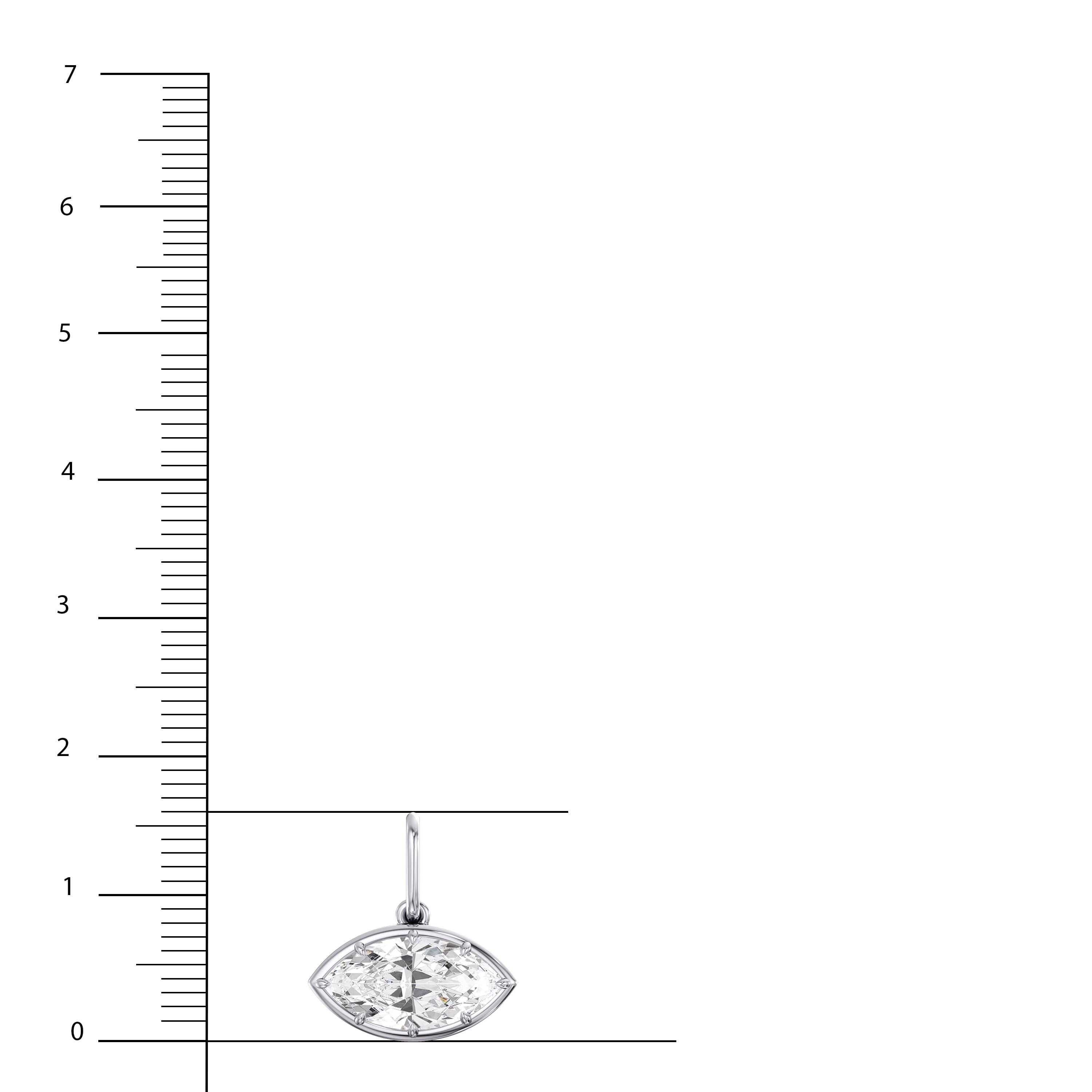 Lab Diamond East-West Marquise Pendant 2 Ct (2 ct. tw.), Top view in white gold or platinum