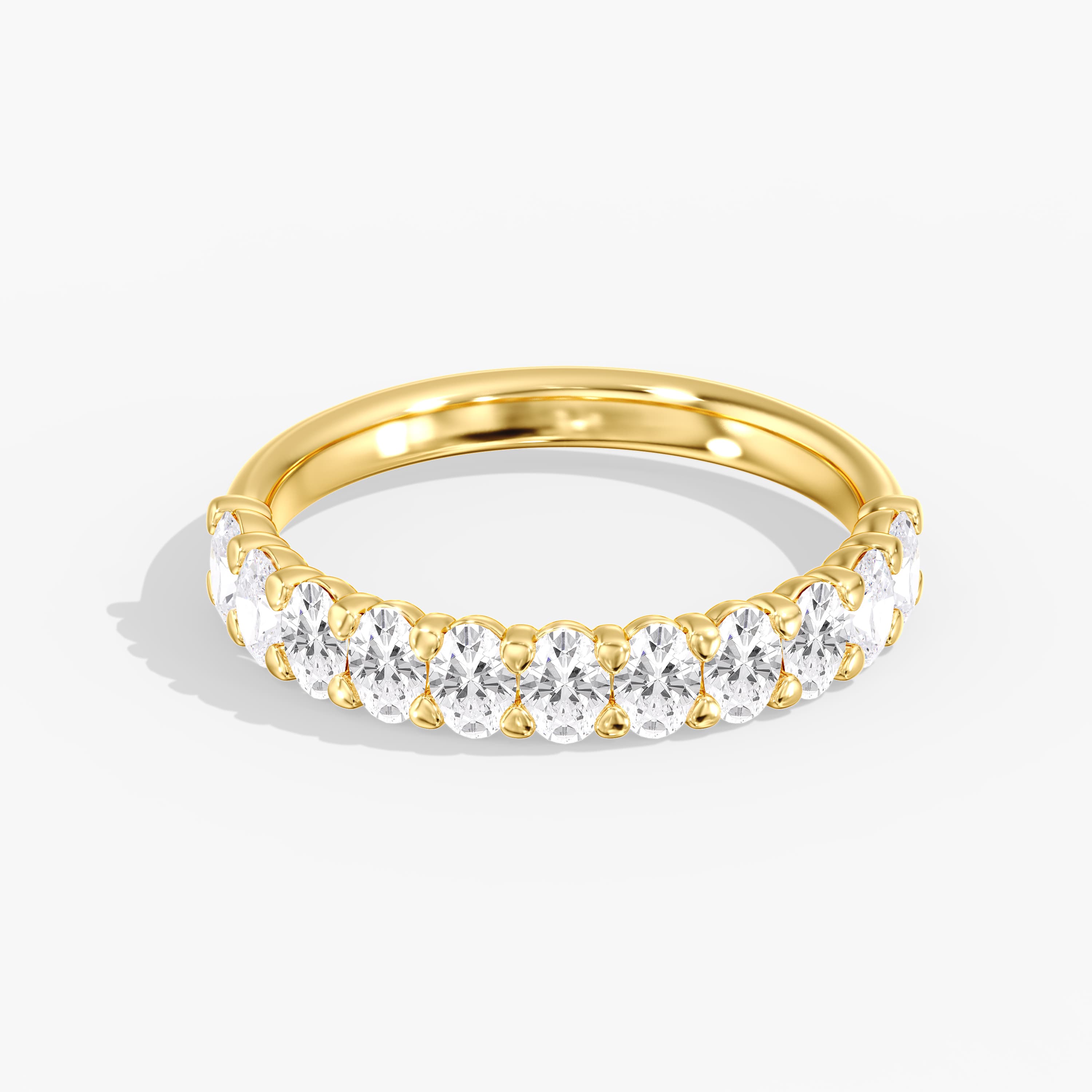 Lab Diamond Oval Band 1 Ctw (1 ct. tw.), Front view in yellow gold