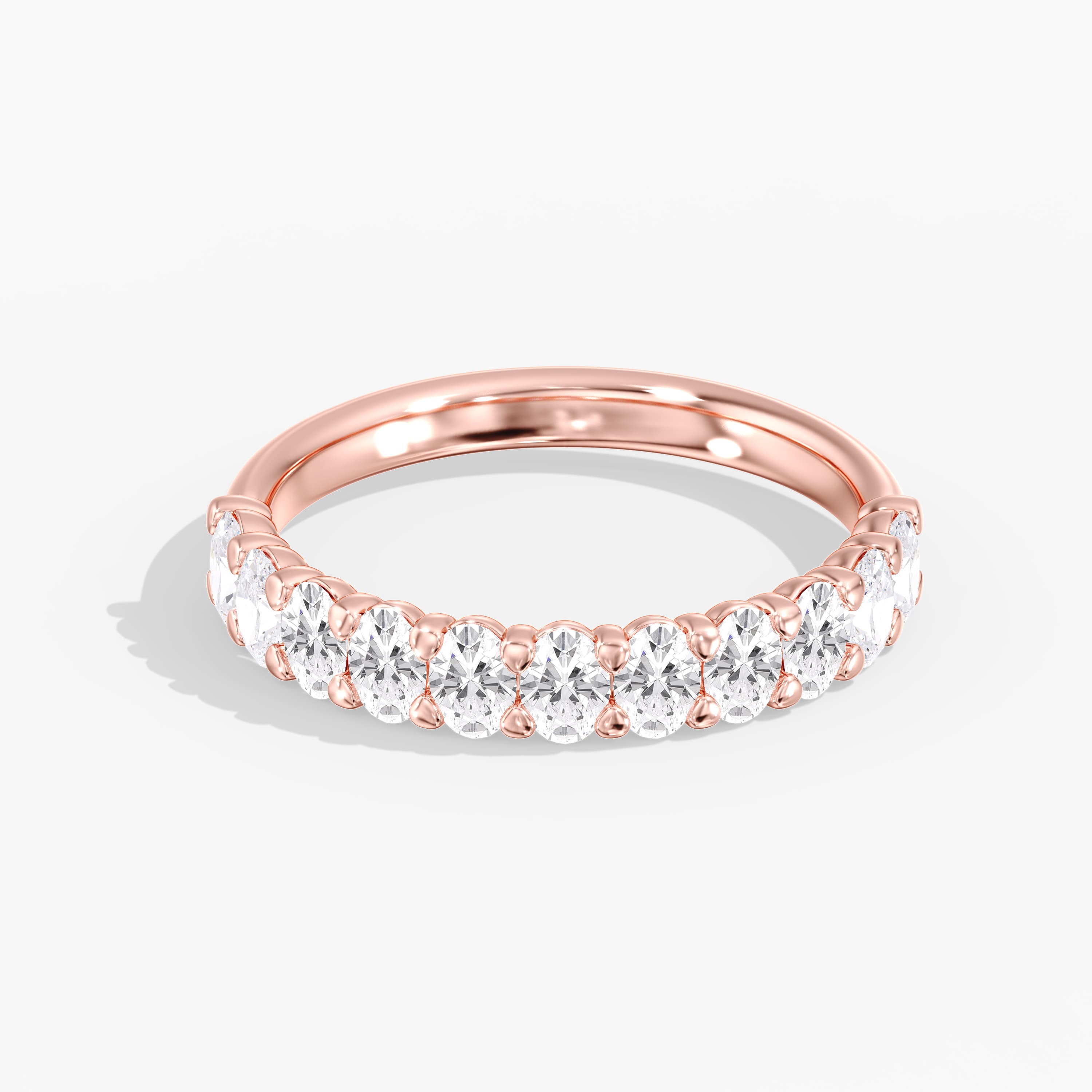 Lab Diamond Oval Band 1 Ctw (1 ct. tw.), Front view in rose gold