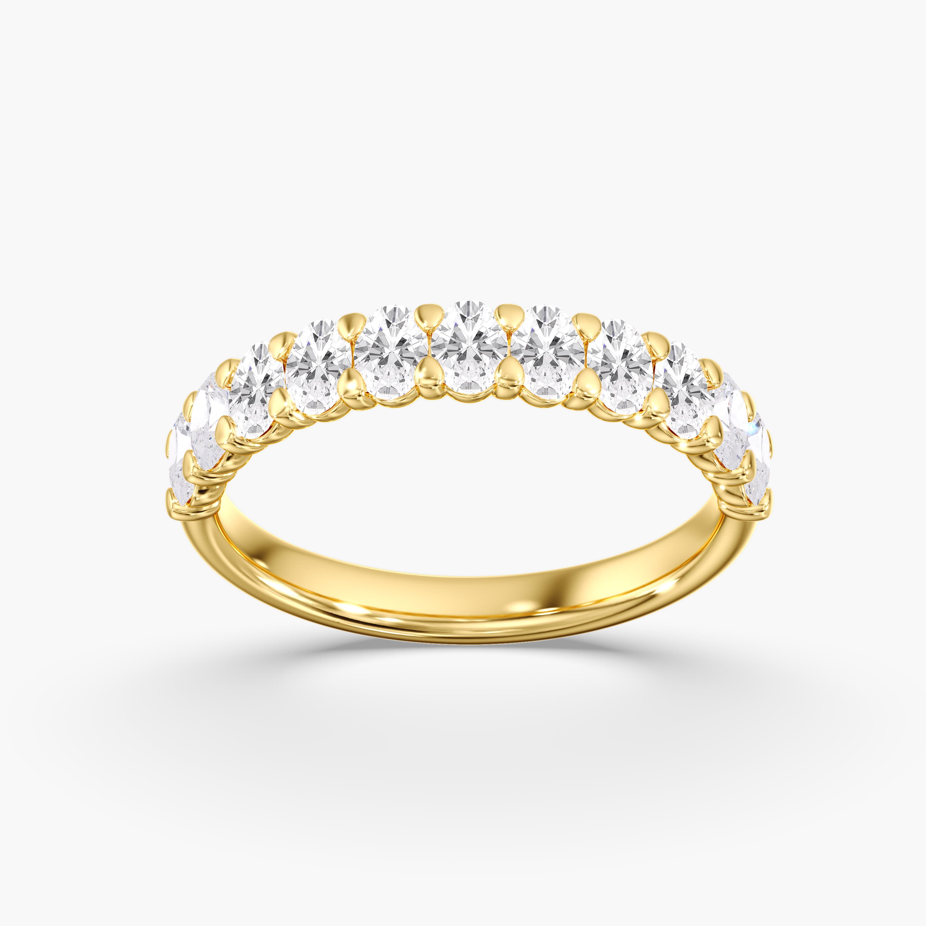 Lab Diamond Oval Band 1 Ctw (1 ct. tw.), On hand view in yellow gold