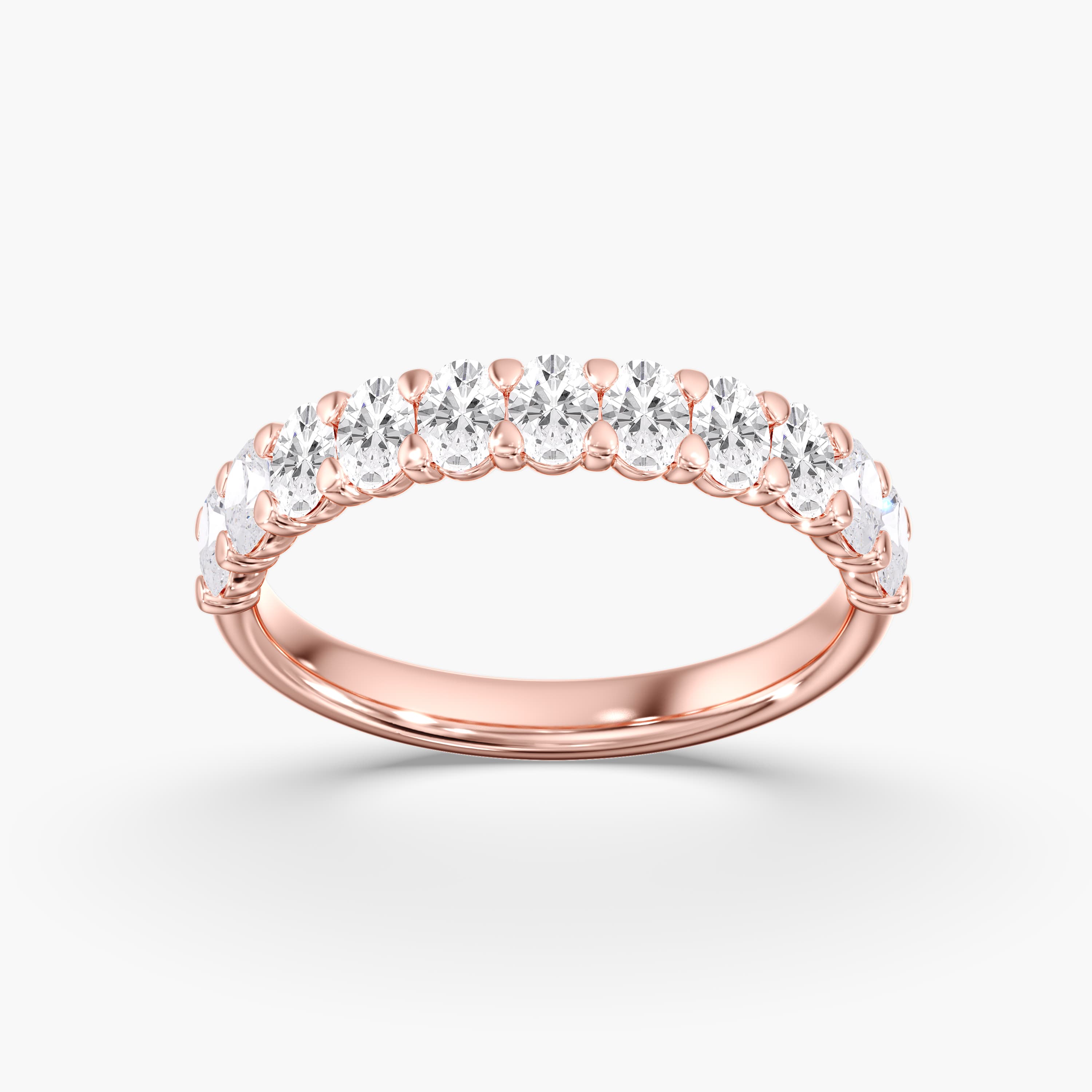 Lab Diamond Oval Band 1 Ctw (1 ct. tw.), On hand view in rose gold