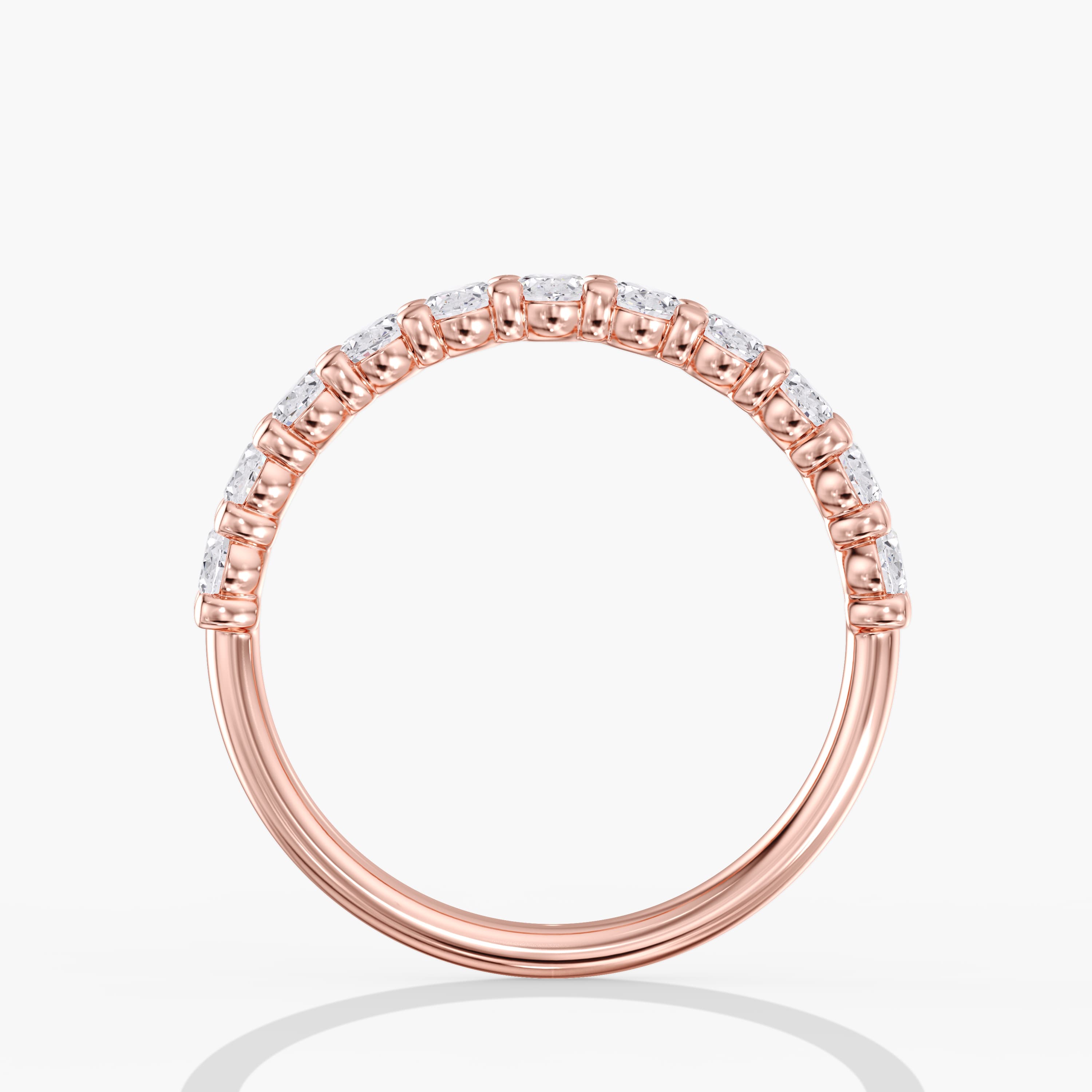 Lab Diamond Oval Band 1 Ctw (1 ct. tw.), Side view in rose gold