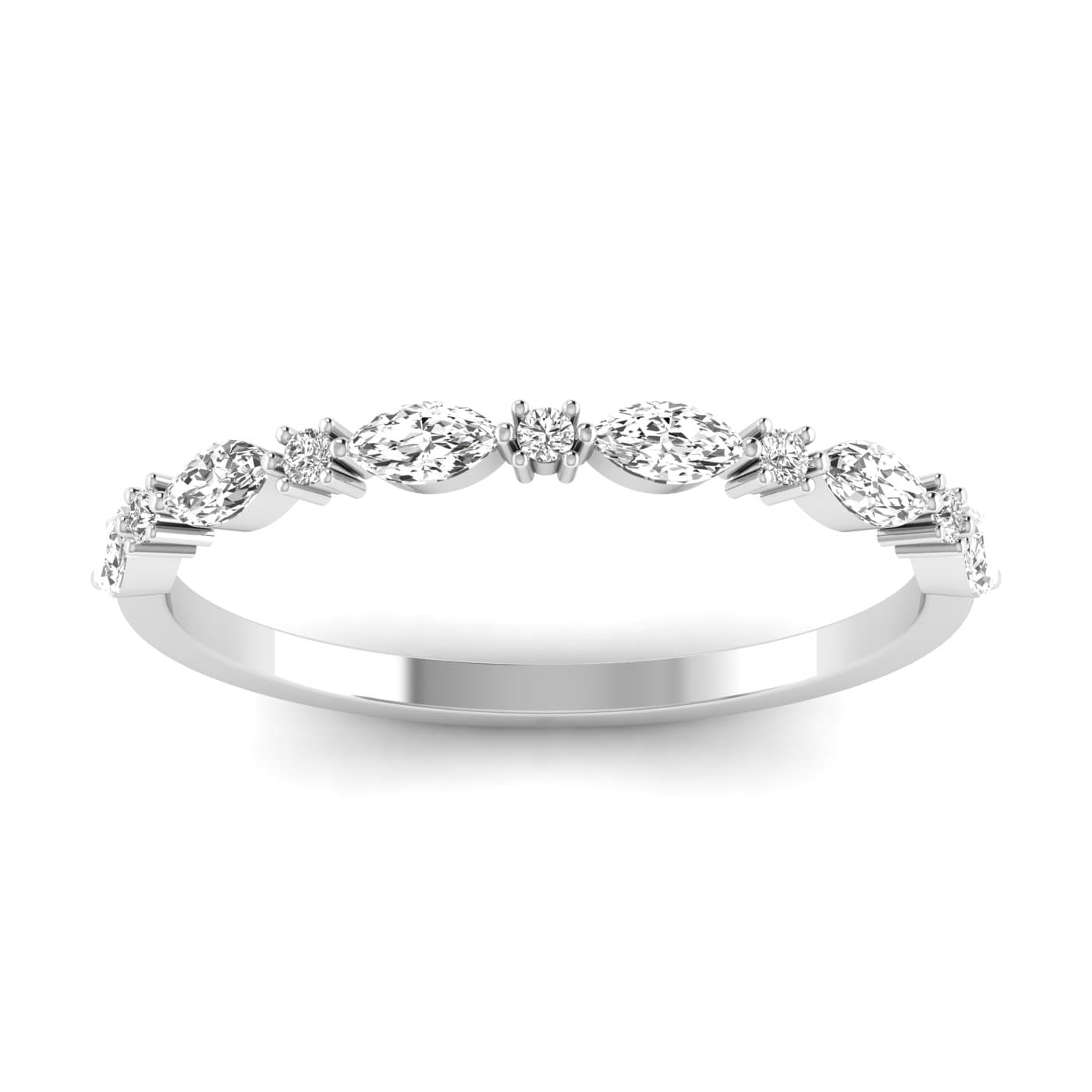 Lab Diamond Alternating Round & Marquise Band 1/3 Ctw (0.3 ct. tw.), On hand view in white gold or platinum