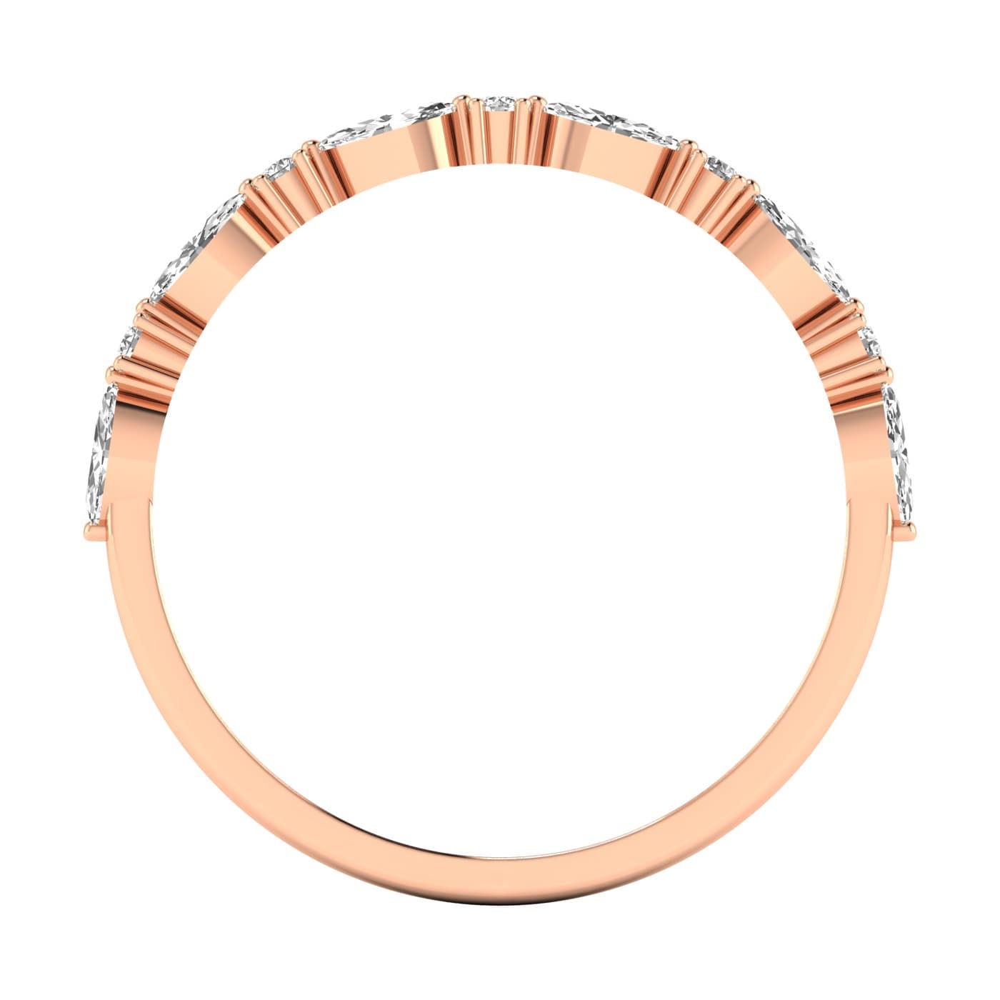 Lab Diamond Alternating Round & Marquise Band 1/3 Ctw (0.3 ct. tw.), Side view in rose gold