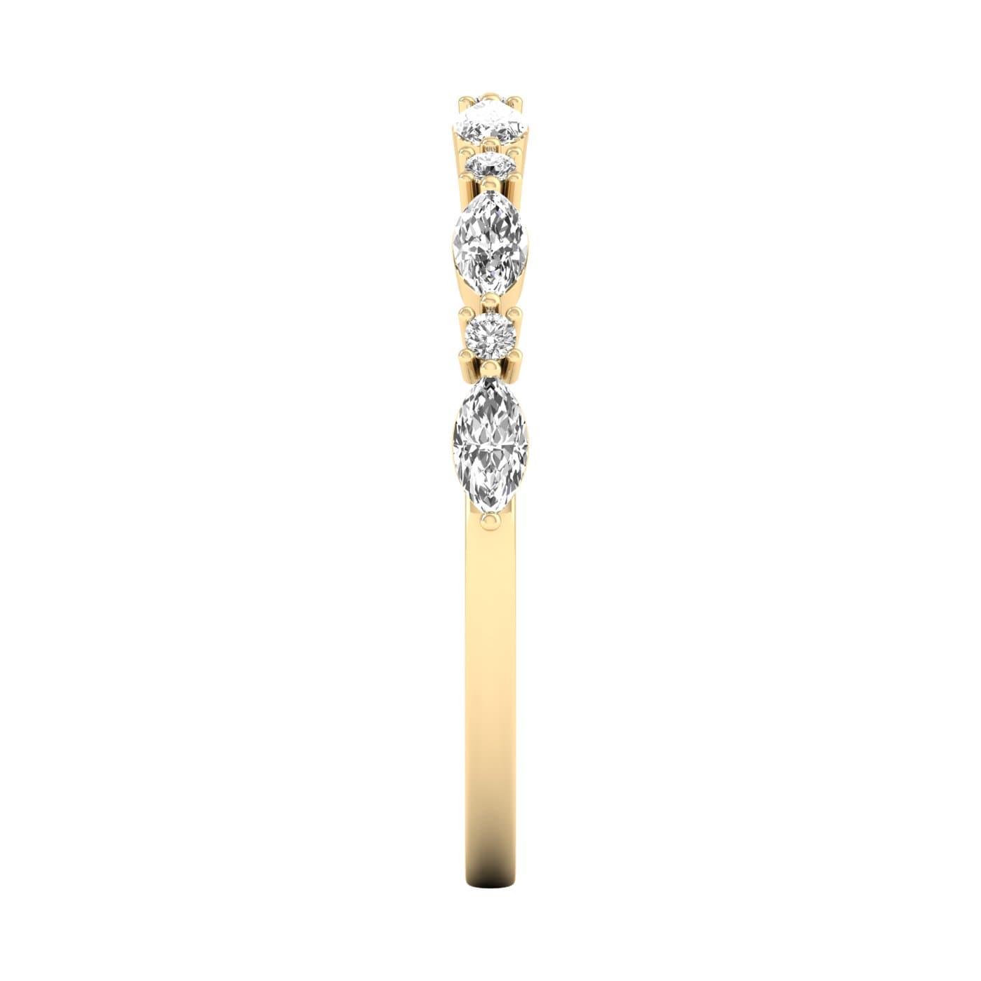 Lab Diamond Alternating Round & Marquise Band 1/3 Ctw (0.3 ct. tw.), Top view in yellow gold