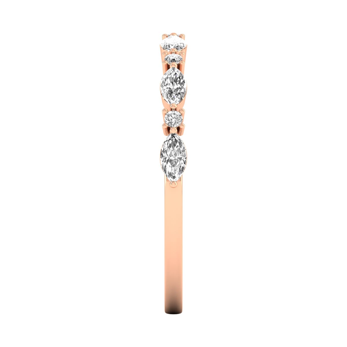 Lab Diamond Alternating Round & Marquise Band 1/3 Ctw (0.3 ct. tw.), Top view in rose gold