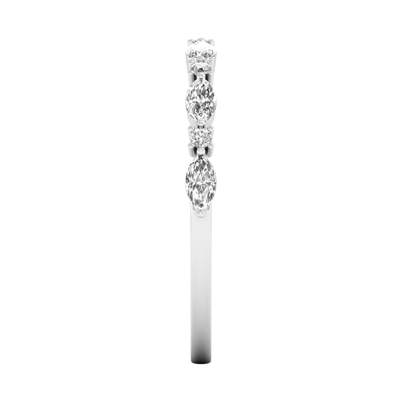 Lab Diamond Alternating Round & Marquise Band 1/3 Ctw (0.3 ct. tw.), Top view in white gold or platinum