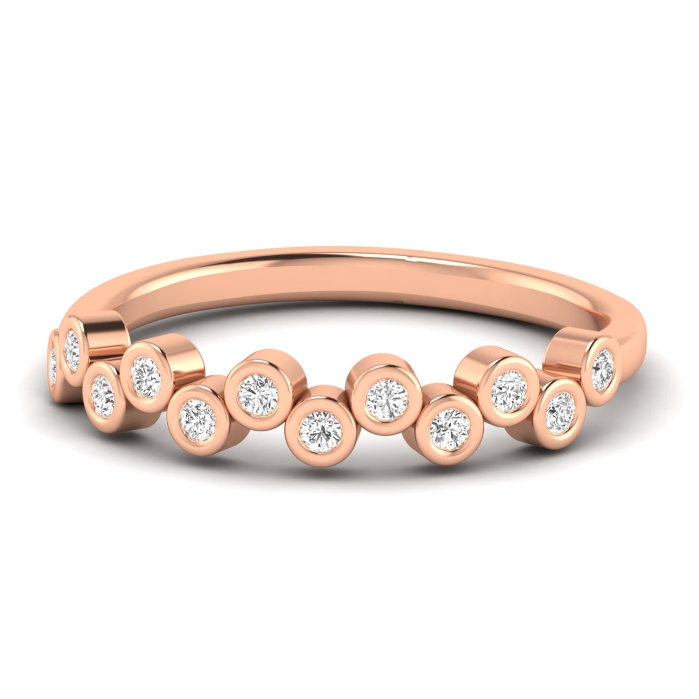 Lab Diamond Bezel Set Band 1/5 Ctw (0.18 ct. tw.), Front view in rose gold