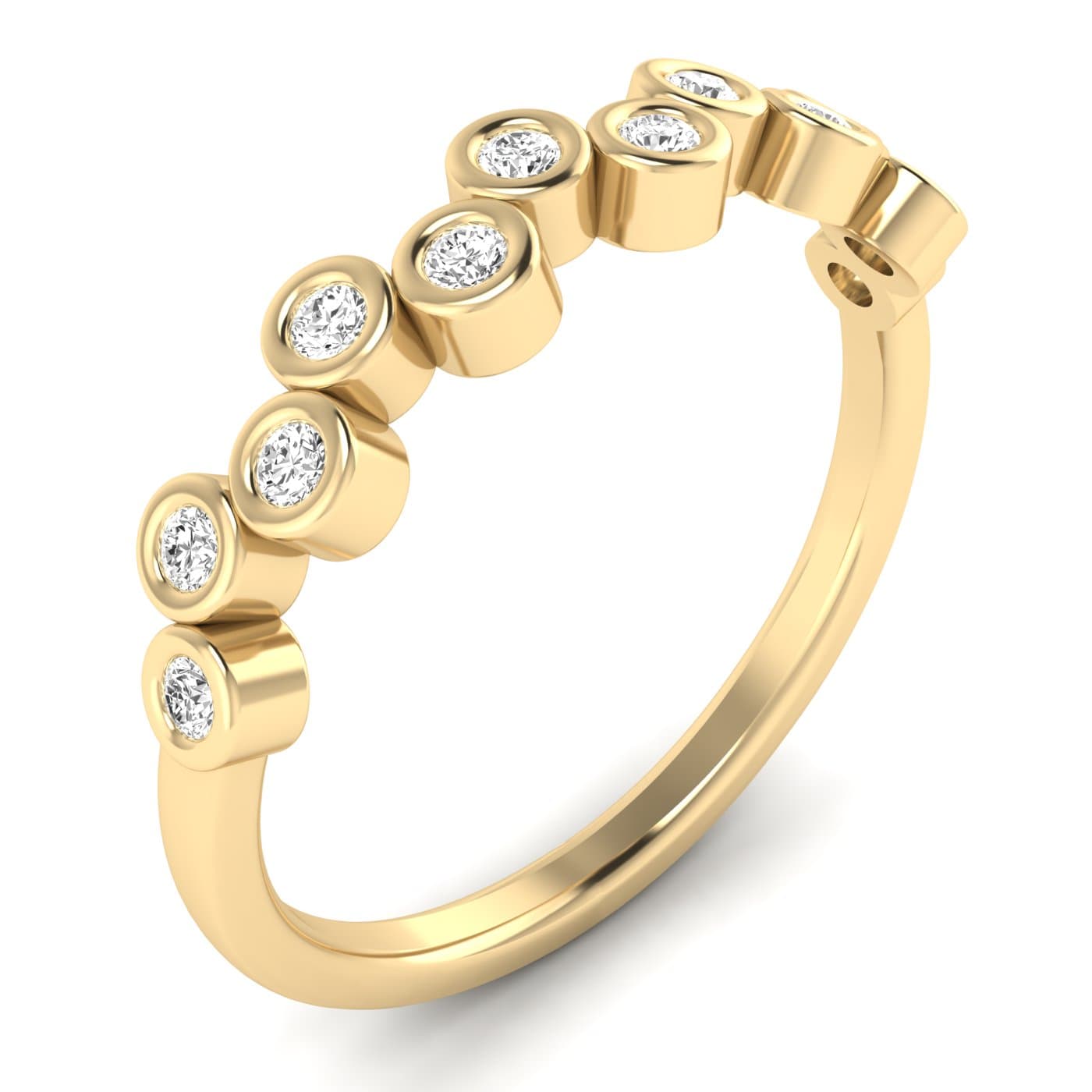 Lab Diamond Bezel Set Band 1/5 Ctw (0.18 ct. tw.), Angle view in yellow gold