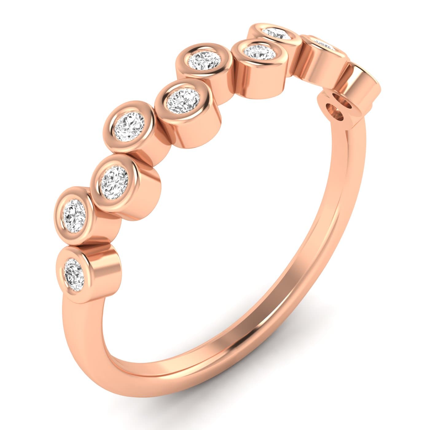 Lab Diamond Bezel Set Band 1/5 Ctw (0.18 ct. tw.), Angle view in rose gold