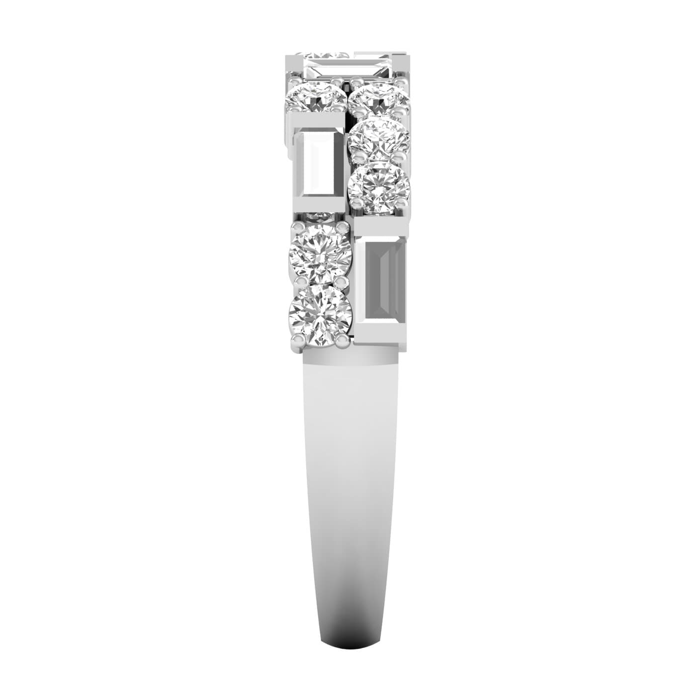 Lab Diamond Round & Baguette Band 3/4 Ctw (0.8 ct. tw.), Top view in white gold or platinum