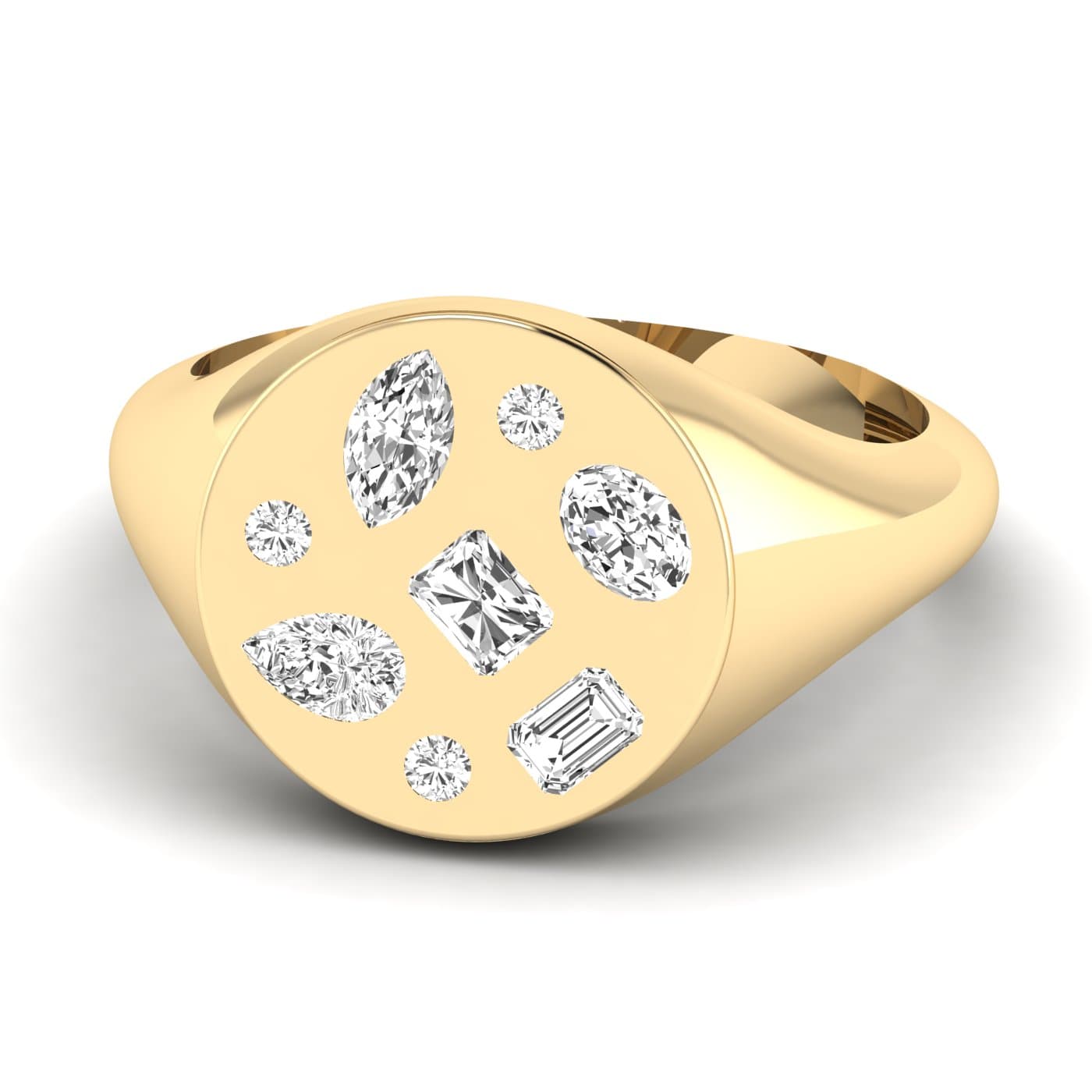 Lab Diamond Multi-Shape Pinky Ring 1/2 Ctw (1/2 ct. tw.), Front view in yellow gold