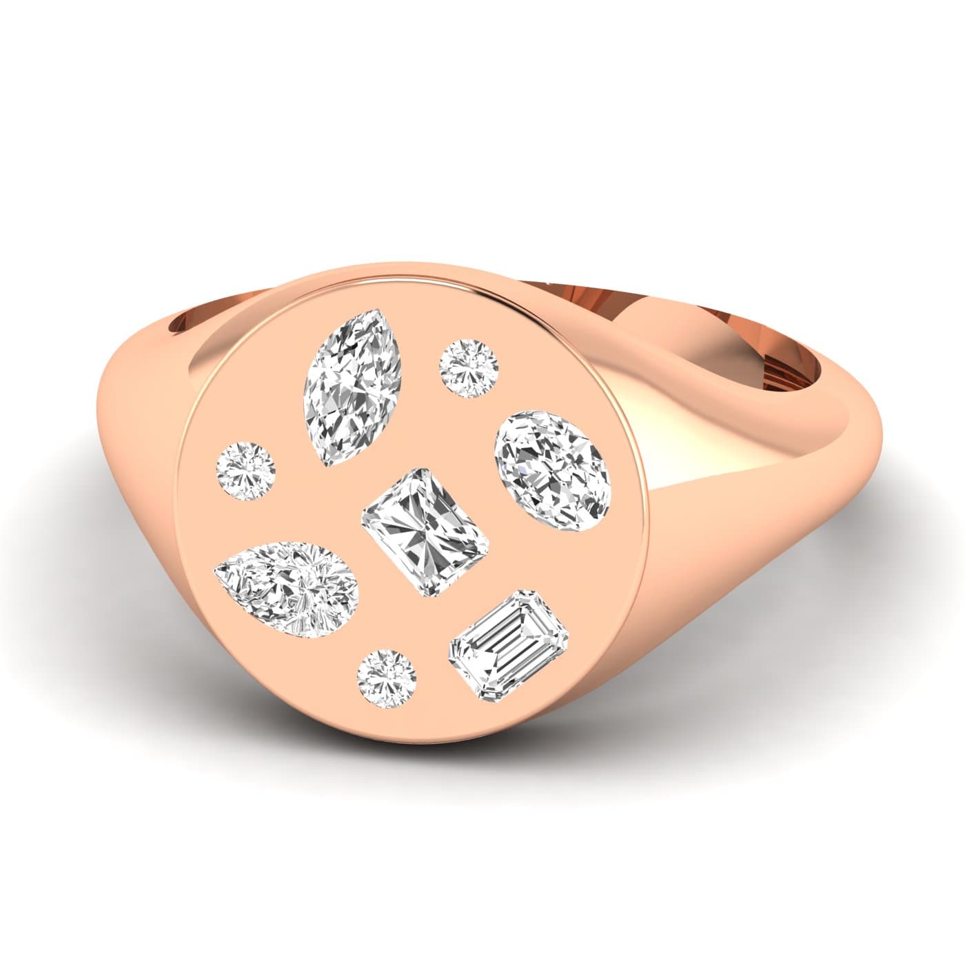Lab Diamond Multi-Shape Pinky Ring 1/2 Ctw (1/2 ct. tw.), Front view in rose gold