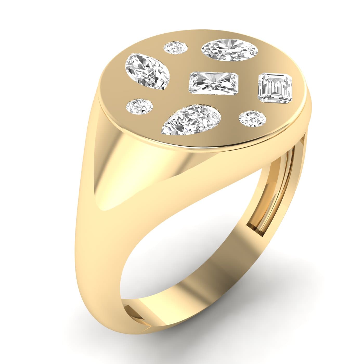 Lab Diamond Multi-Shape Pinky Ring 1/2 Ctw (1/2 ct. tw.), Angle view in yellow gold